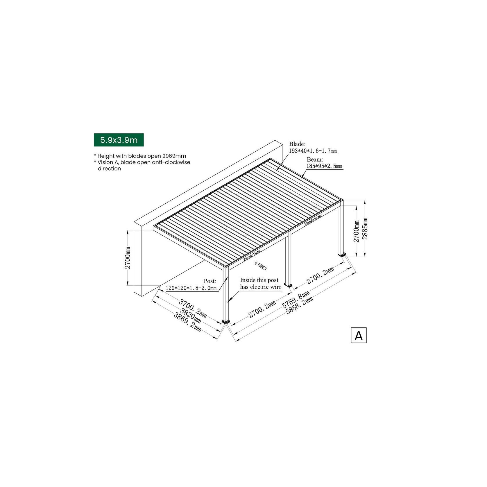 Caribbean Motorised Wall Mounted Louvre Roof Aluminium Pergola gallery detail image