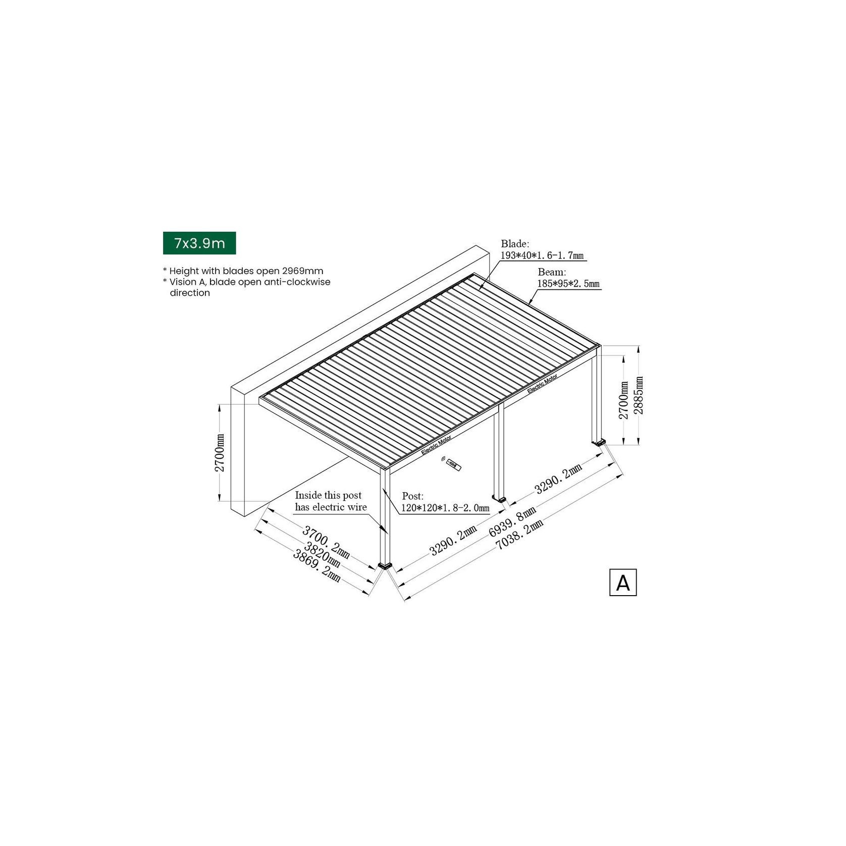 Caribbean Motorised Wall Mounted Louvre Roof Aluminium Pergola gallery detail image