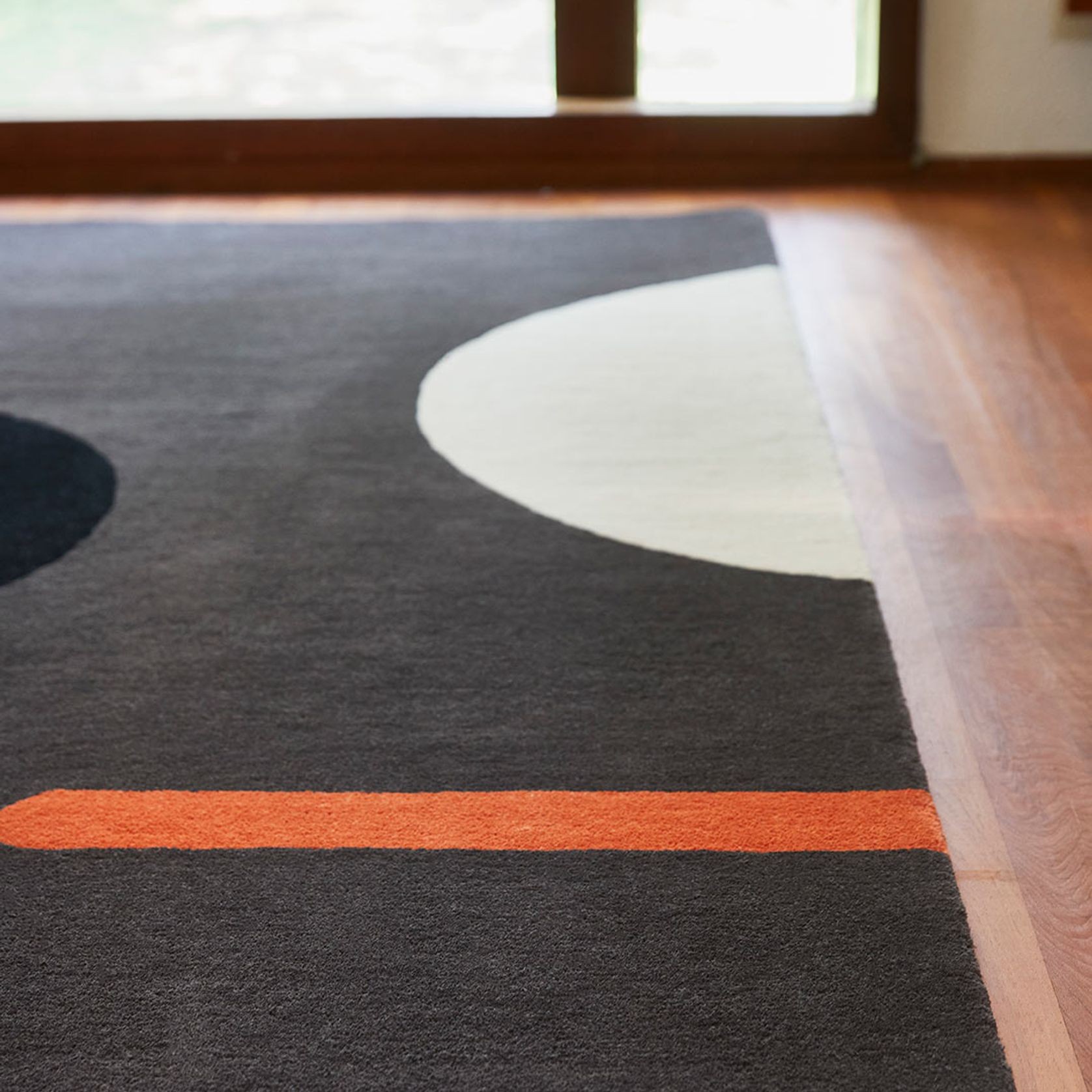 Orla Kiely Geo Flower Graphic Rug - Slate | 100% Wool Designer Floor Rug gallery detail image
