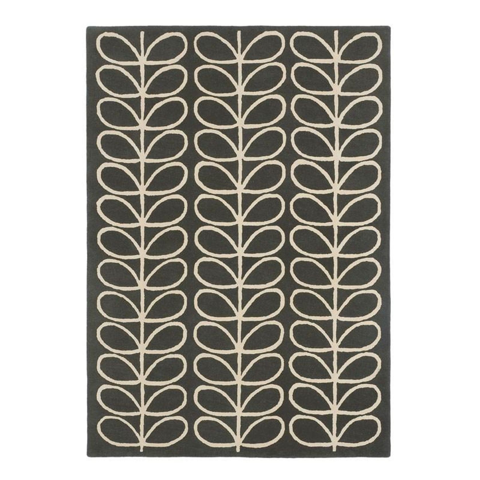 Orla Kiely Linear Stem Rug - Slate | 100% Wool Designer Floor Rug gallery detail image
