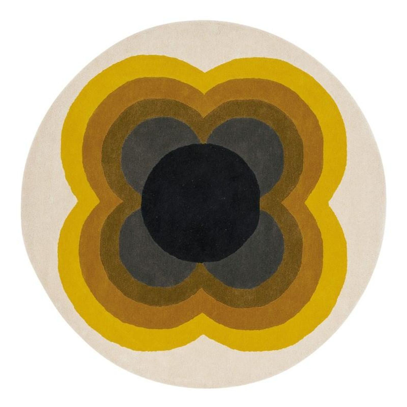 Orla Kiely Sunflower Rug - Yellow | 100% Wool Round Floor Rug gallery detail image