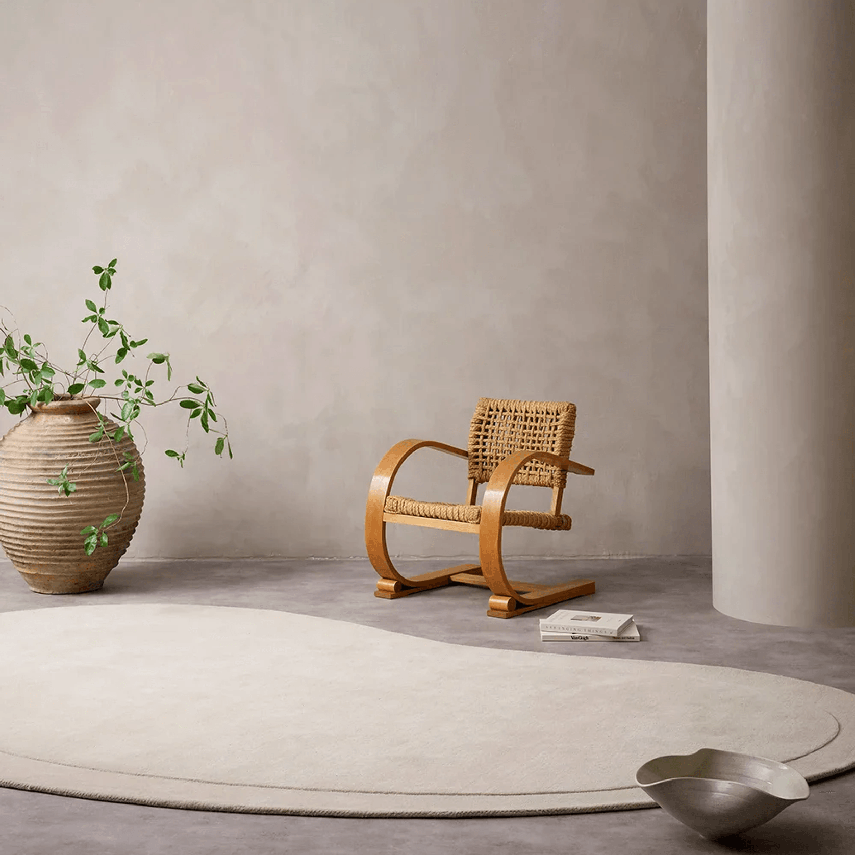 Baya Form 100% Wool Rug - Natural | Curved Form Rug gallery detail image