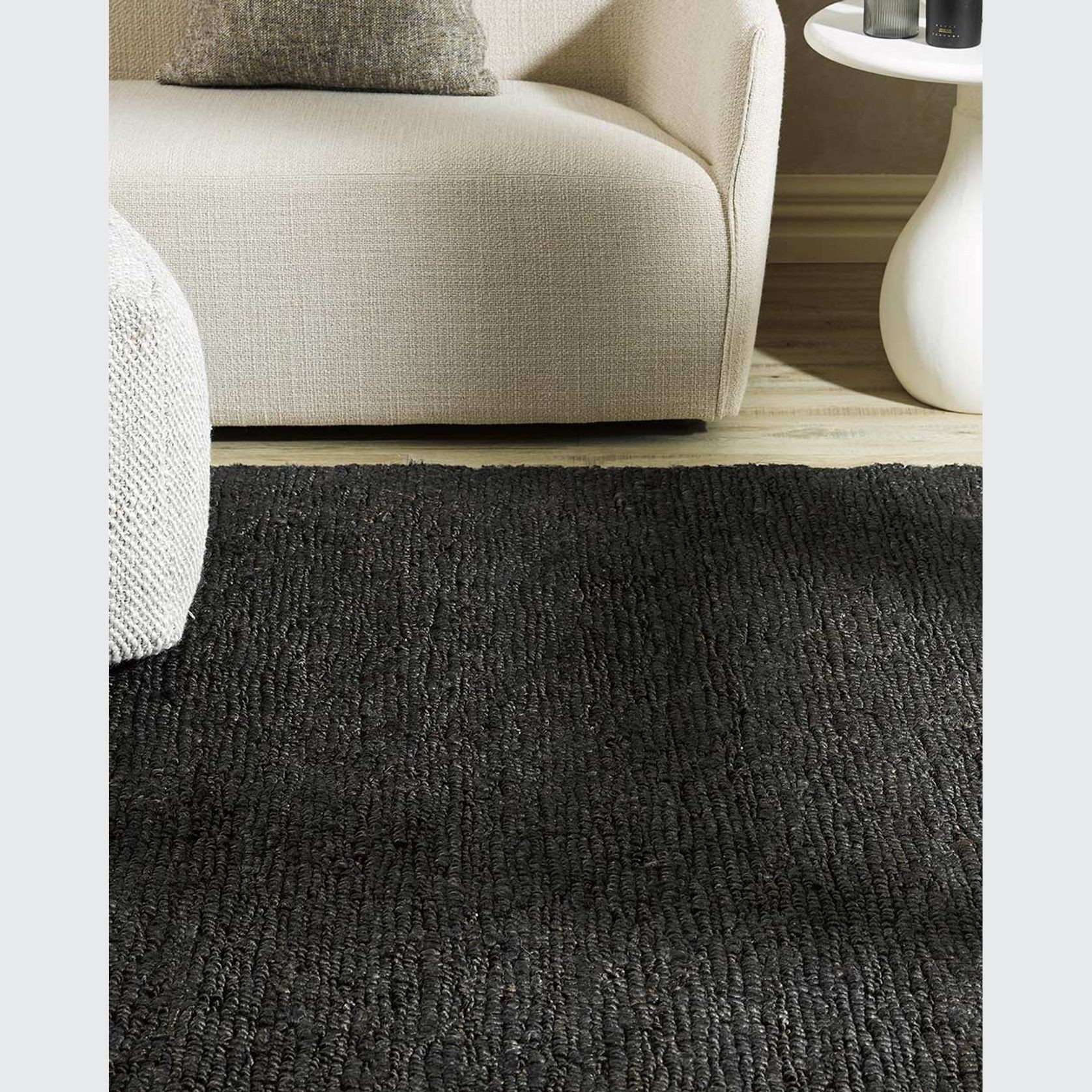 Baya Madagascar 100% Hemp Floor Rug - Licorice gallery detail image