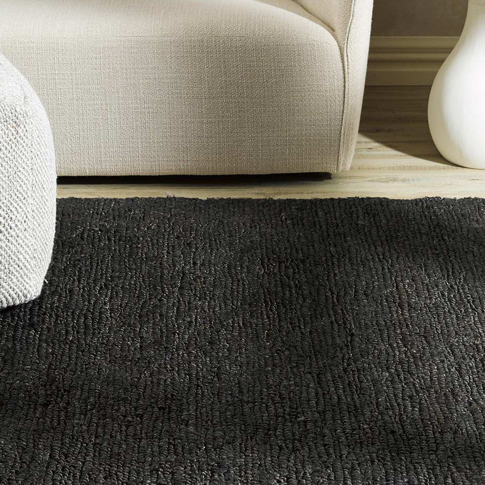 Baya Madagascar 100% Hemp Floor Rug - Licorice gallery detail image