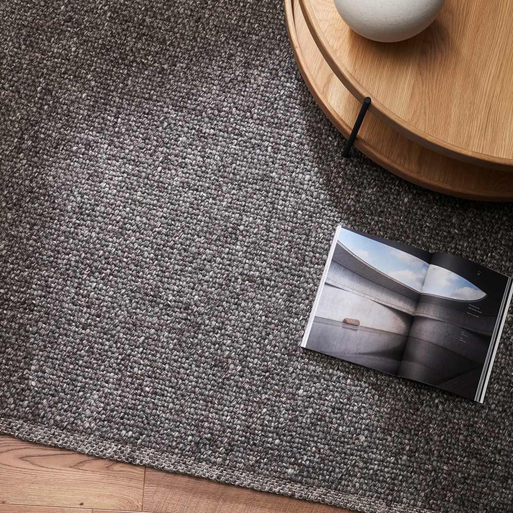 Baya Nebraska Handwoven Textured Rug - Charcoal gallery detail image