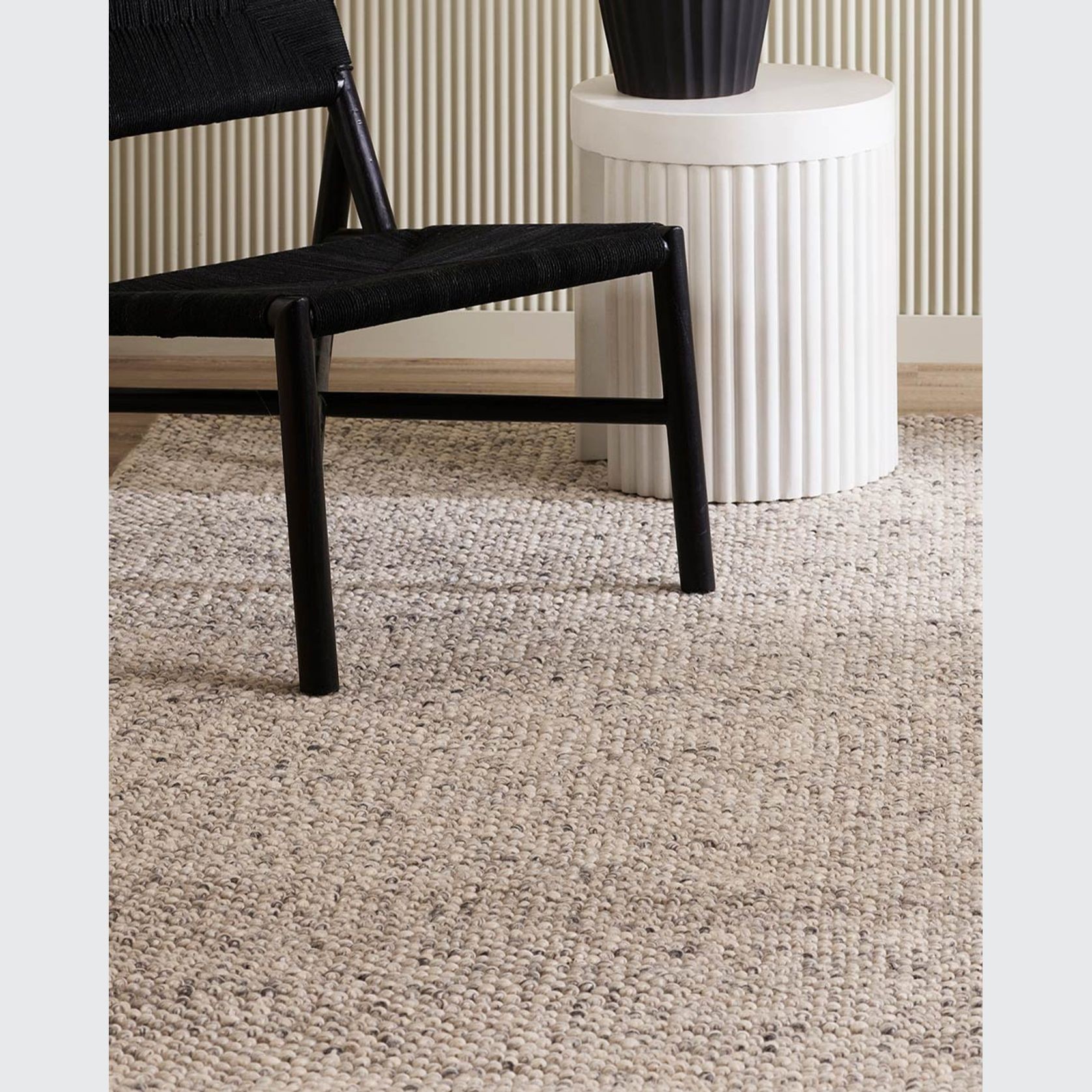 Baya Roxburgh Handwoven Loop Pile Rug - Flint Grey gallery detail image