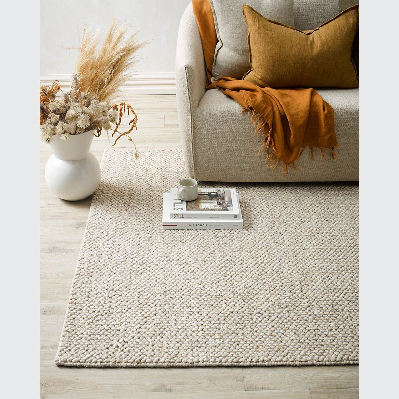 Baya Roxburgh Handwoven Loop Pile Rug - Parchment gallery detail image