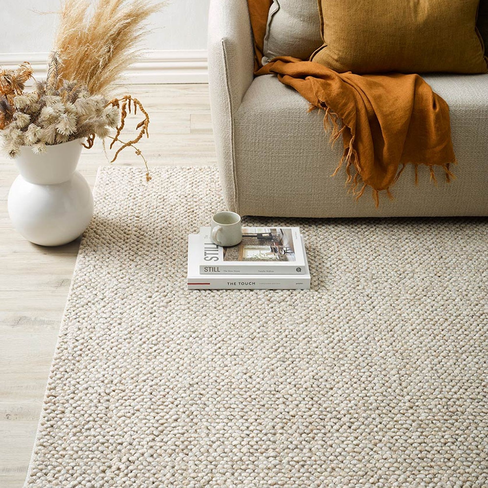 Baya Roxburgh Handwoven Loop Pile Rug - Parchment gallery detail image