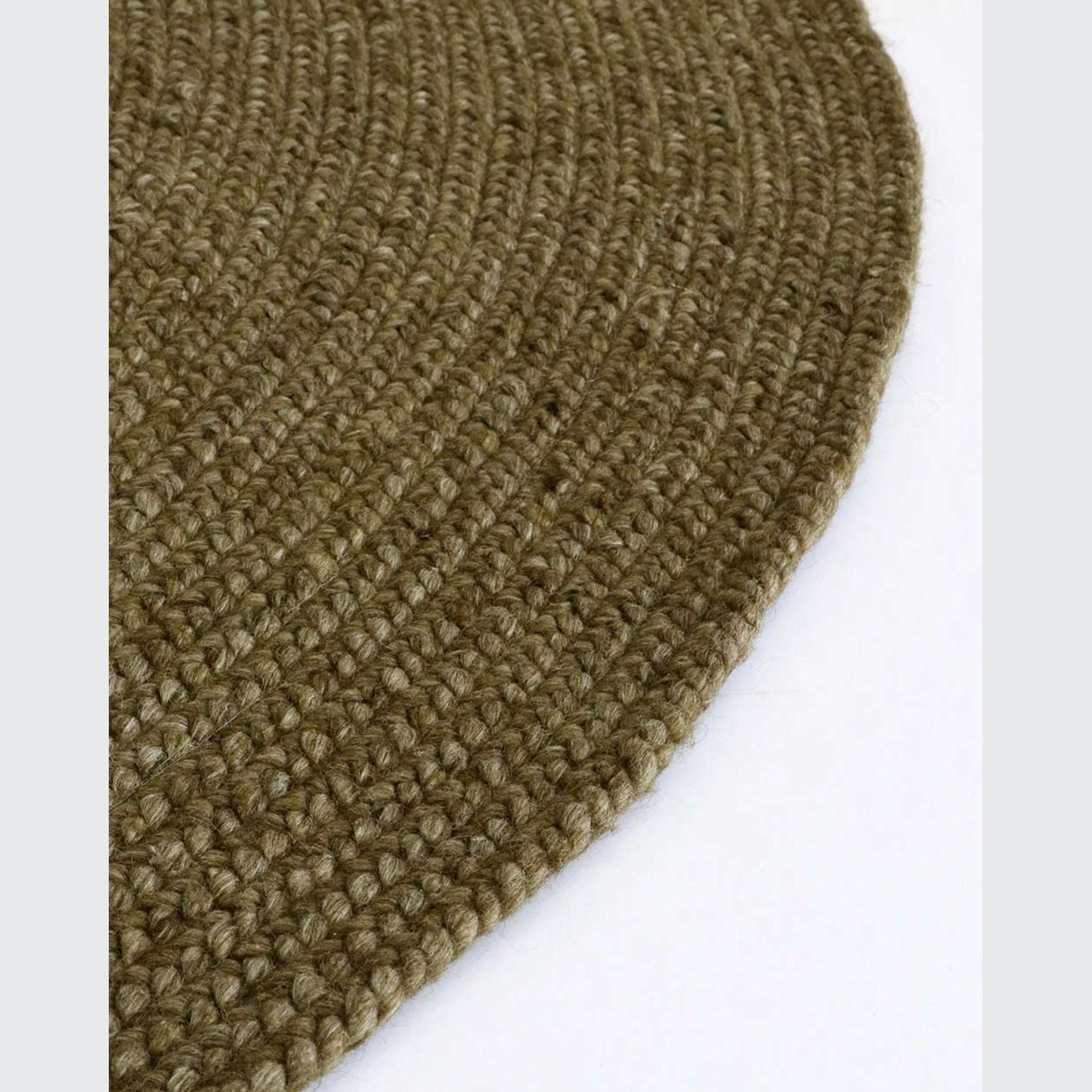 Baya Tairua Handbraided Circular Rug - Moss Green gallery detail image