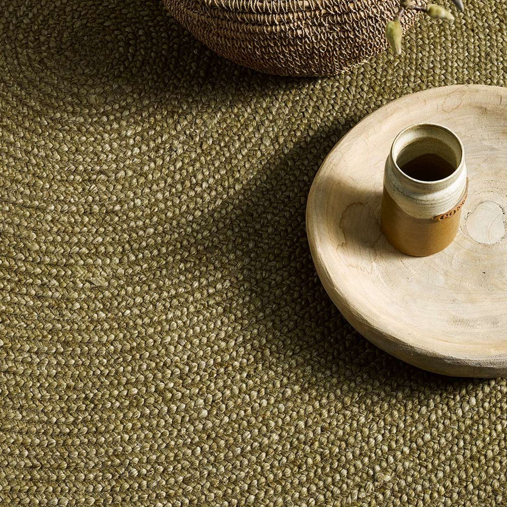 Baya Tairua Handbraided Circular Rug - Moss Green gallery detail image
