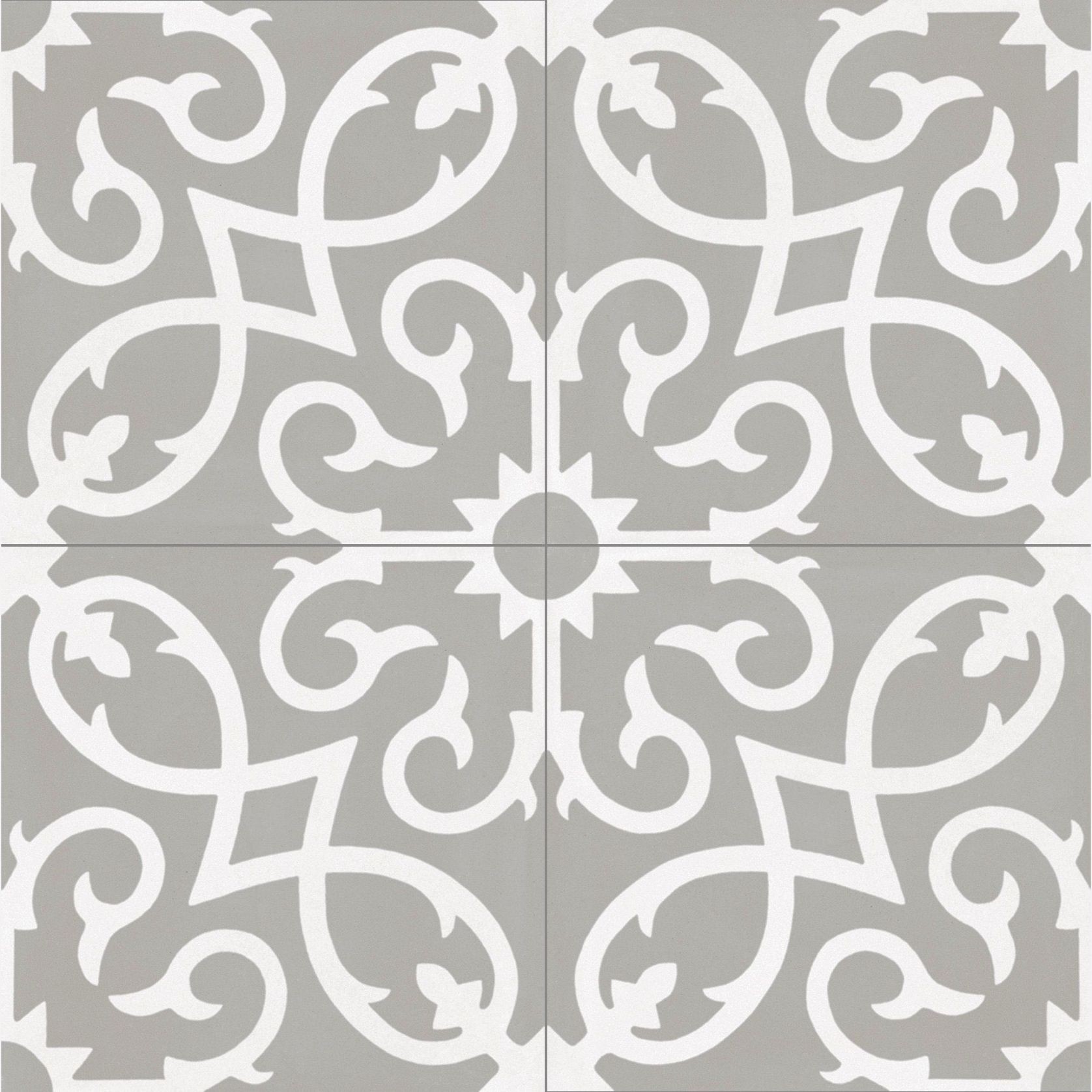 Contrasti Floral Grigio Pattern Porcelain Tile gallery detail image