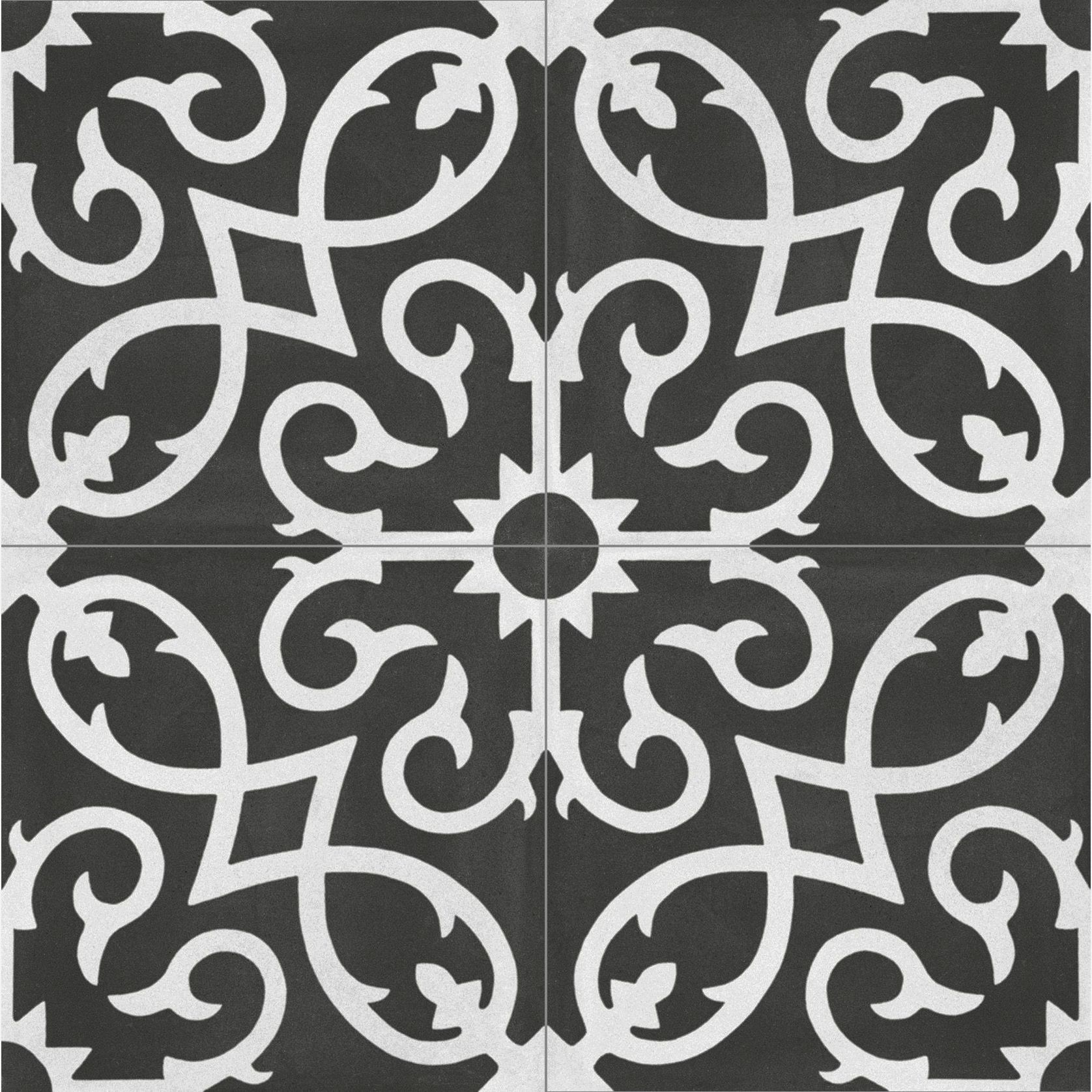 Contrasti Floral Noir Pattern Porcelain Tile gallery detail image
