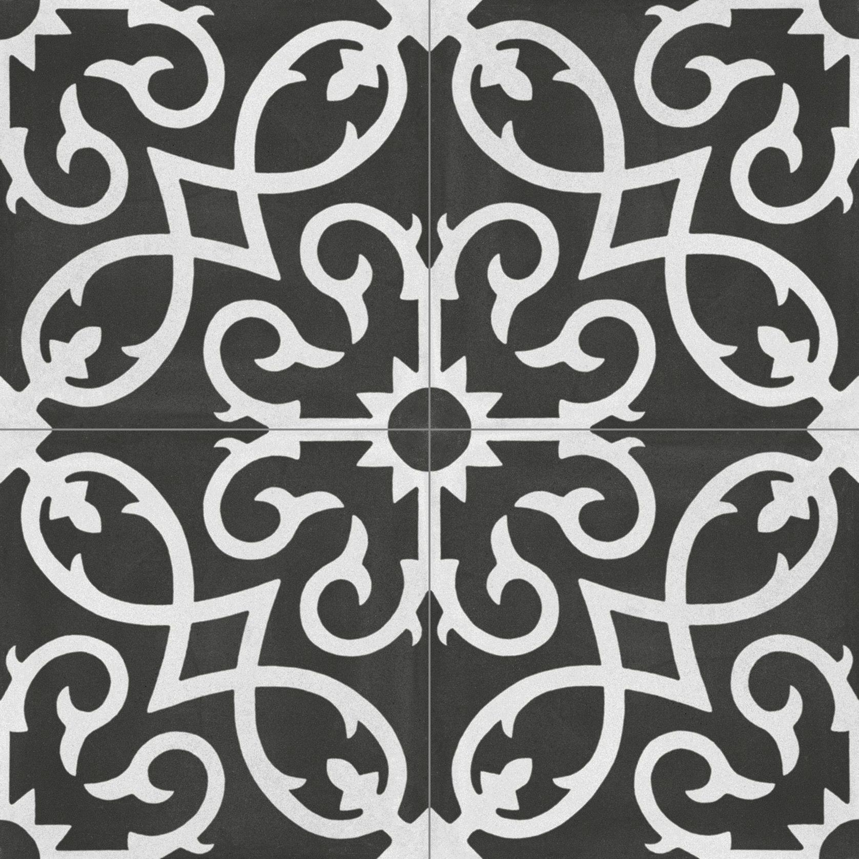 Contrasti Floral Noir Pattern Porcelain Tile gallery detail image