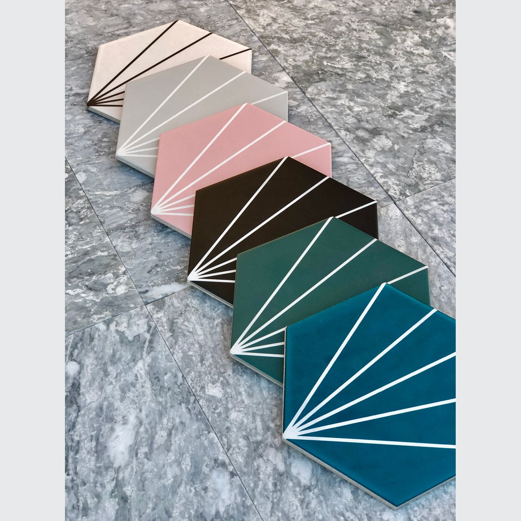 Vivid Hex | Ceramic Tiles - Satin Teal gallery detail image