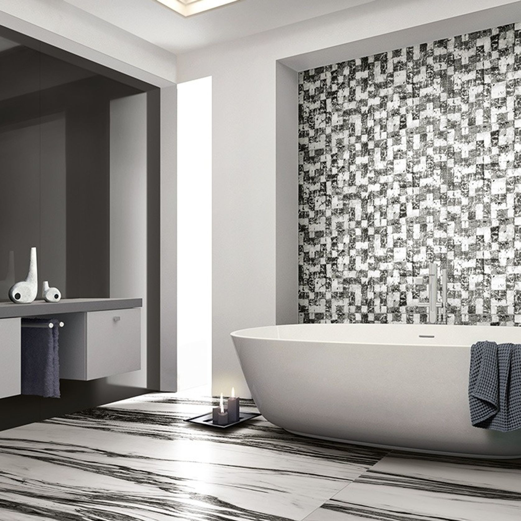 Floor Gres Black & White Marble Floor & Wall Tile gallery detail image