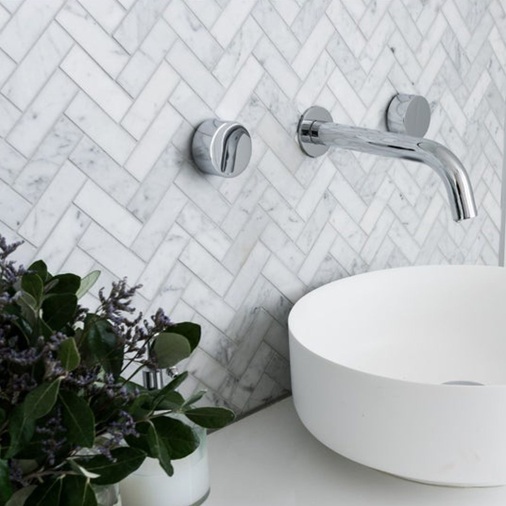 Carrara Mosaic Herringbone Wall Tiles gallery detail image