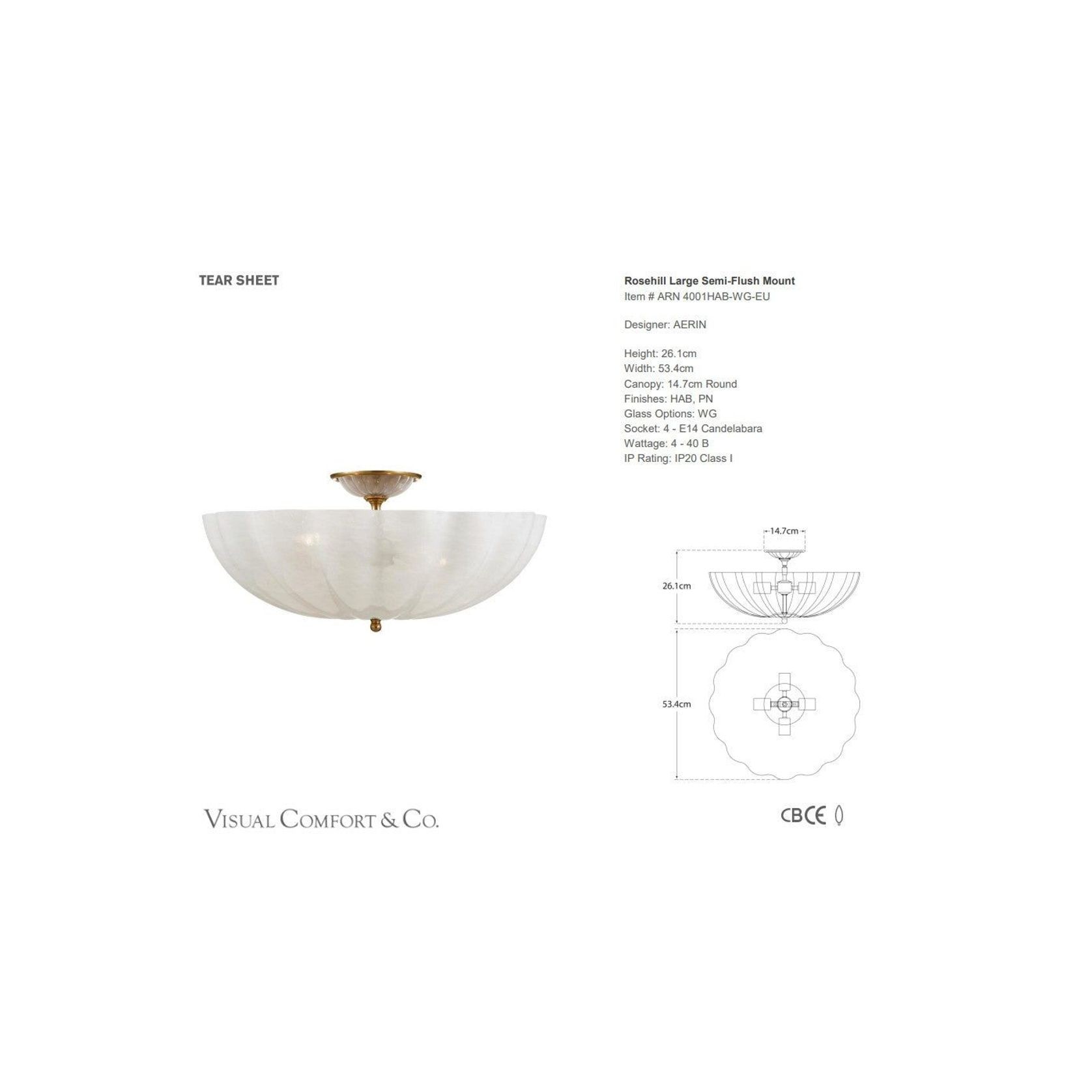 Visual Comfort AERIN Rosehill Large Flush Mount gallery detail image