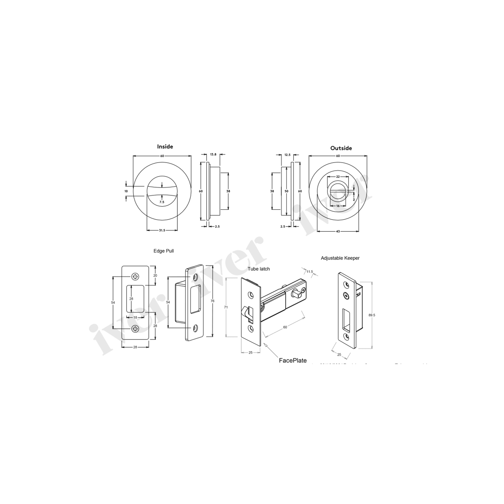 Iver Sliding Door Pull Round Privacy Satin Nickel 21439 *Pair* gallery detail image