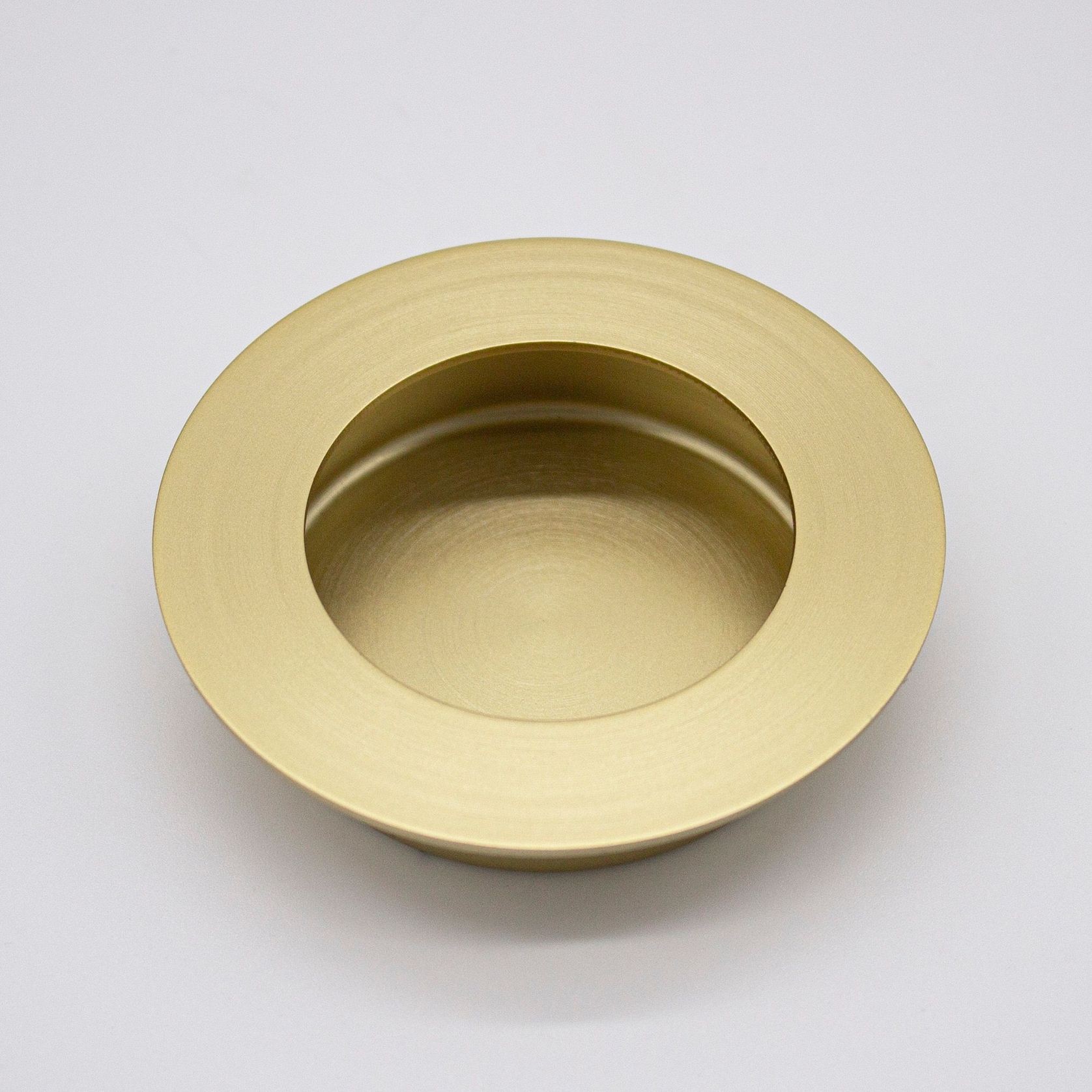 Satin Brass Sliding Door Round Flush Pull 65mm ArchiPro AU