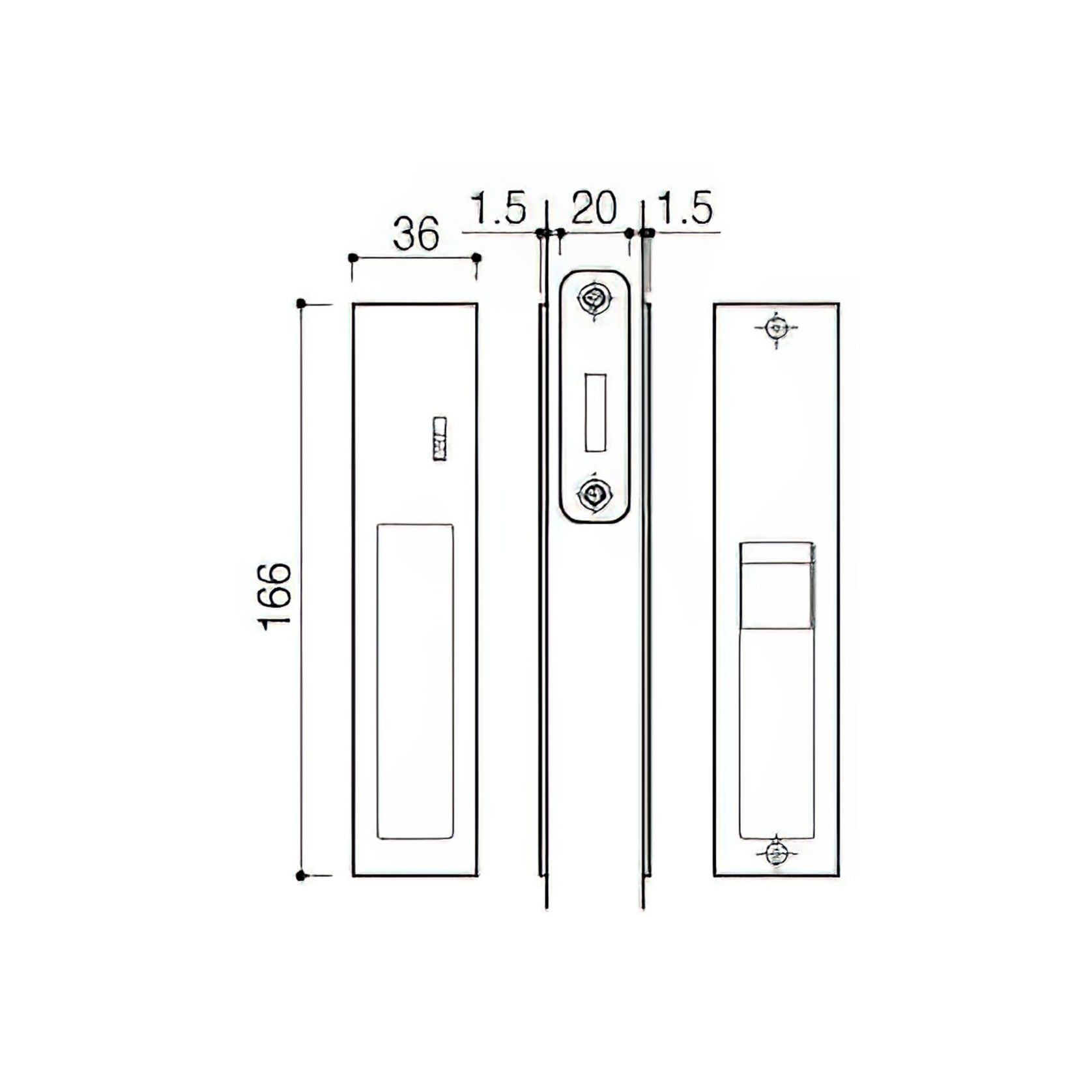 Kawajun KV-07 Recessed Door Pull with Privacy Lock gallery detail image