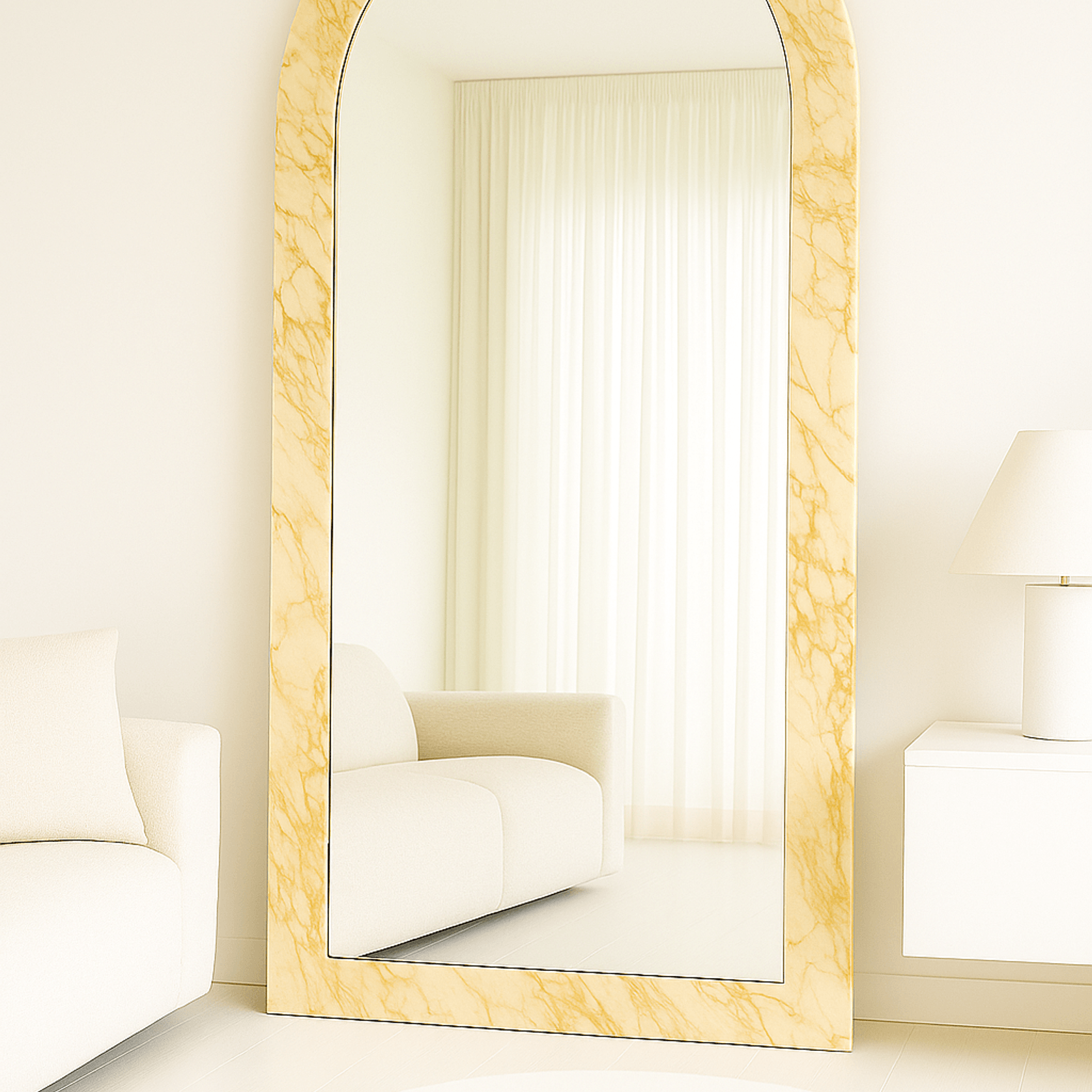 Crescent Arch Mirror - Gold Calcatta gallery detail image
