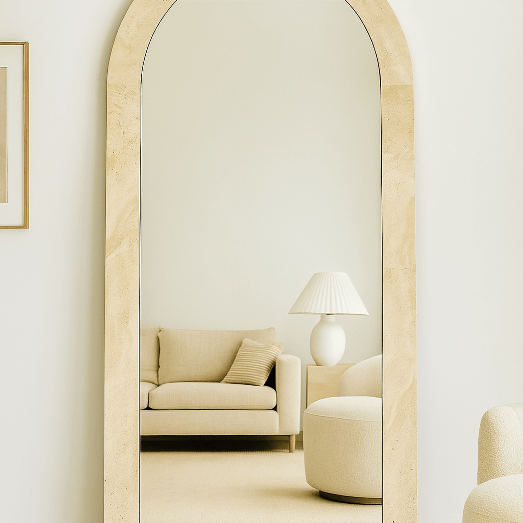 Crescent Arch Mirror - Travertine gallery detail image