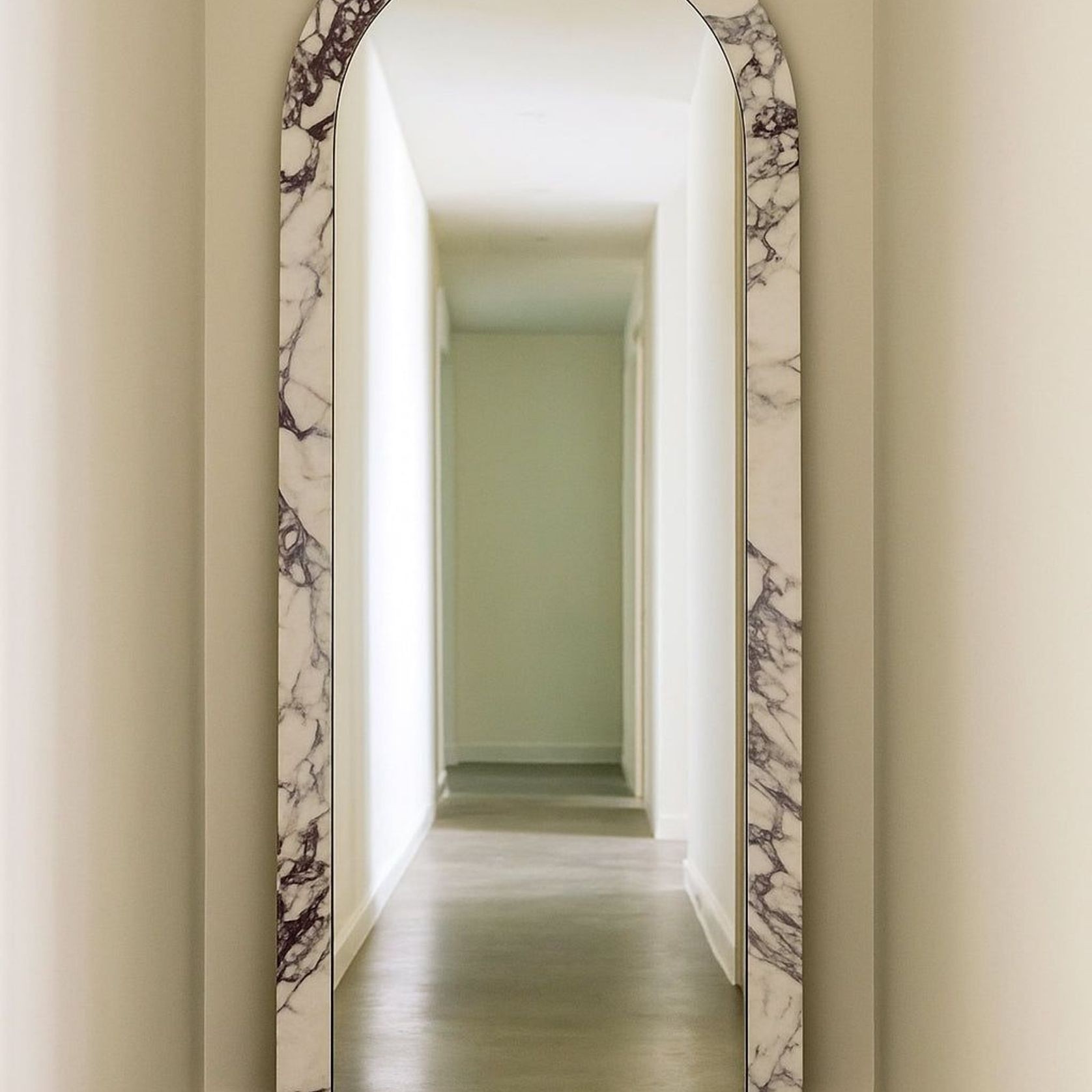 Crescent Arch Mirror - Italian Viola Calacatta gallery detail image