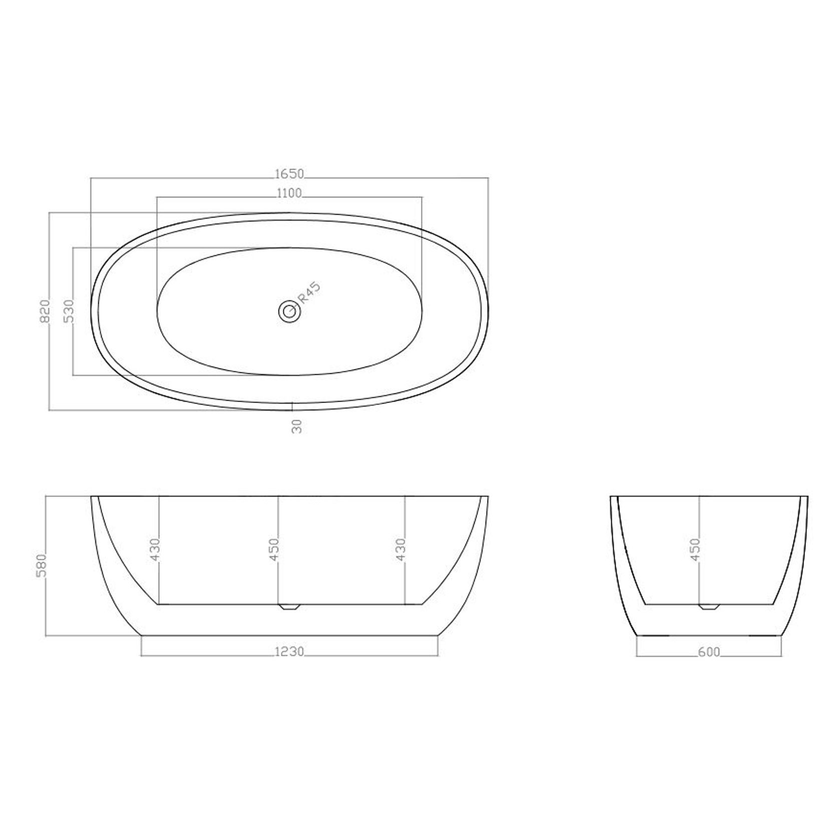 Dublin 1650mm Freestanding Bath Matte White gallery detail image