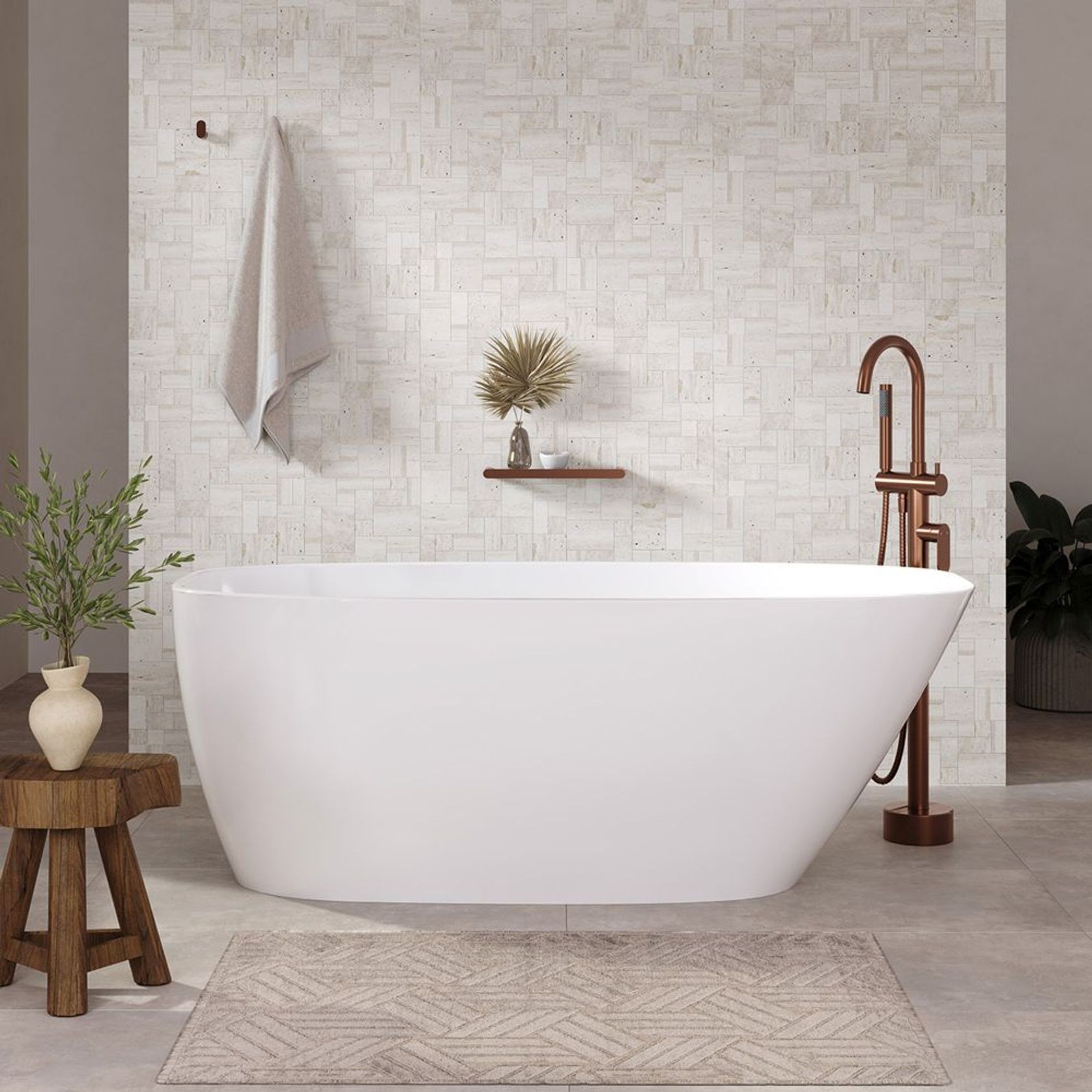 Athenia Freestanding Acrylic Bath with Overflow, 1700mm ArchiPro AU