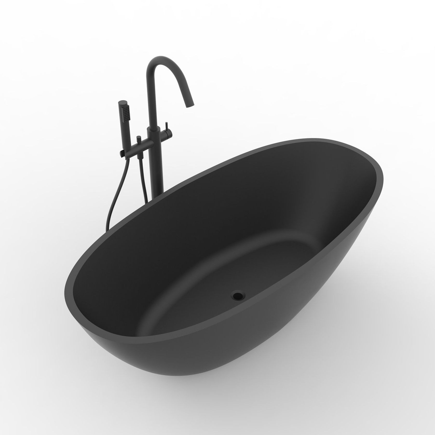 B008 Classic Oval Shaped Hugi Matte Black Bath 1640MM gallery detail image