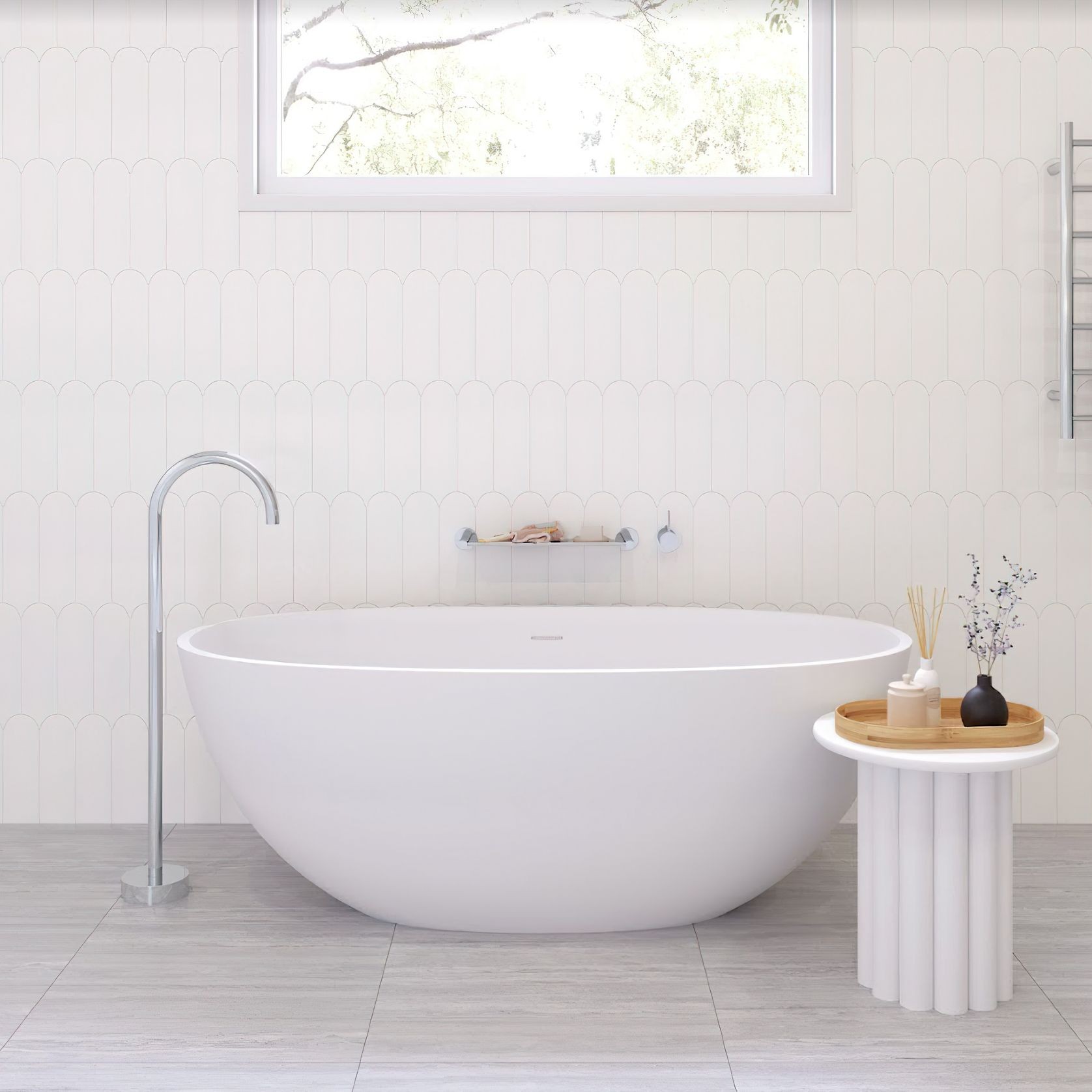 Sasso Matte White Stone Bath ArchiPro AU