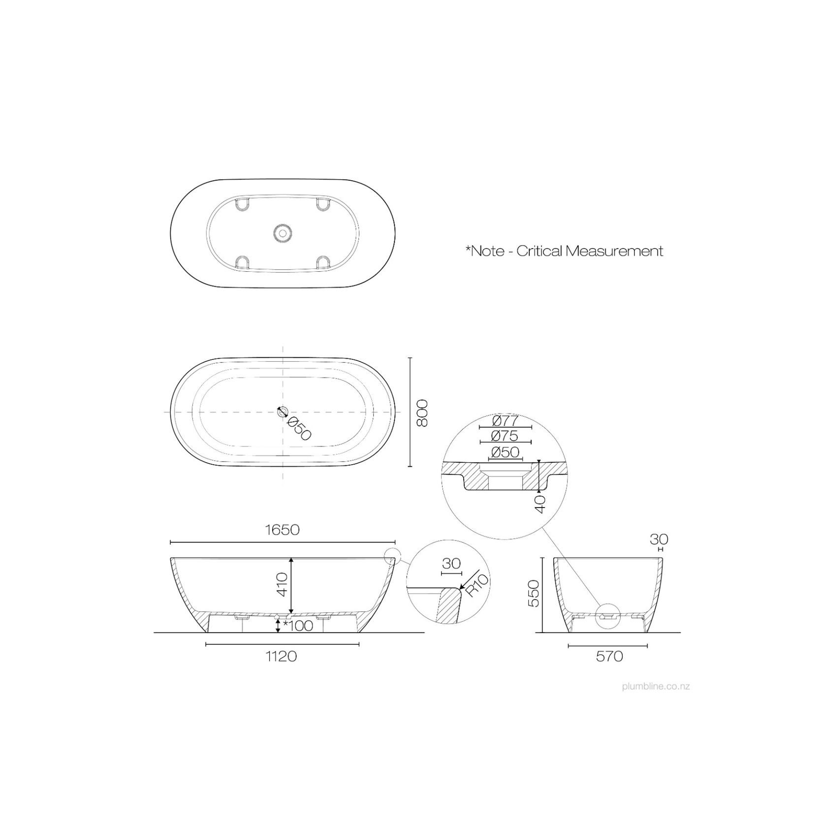 Oasis 1650 Freestanding Bath gallery detail image