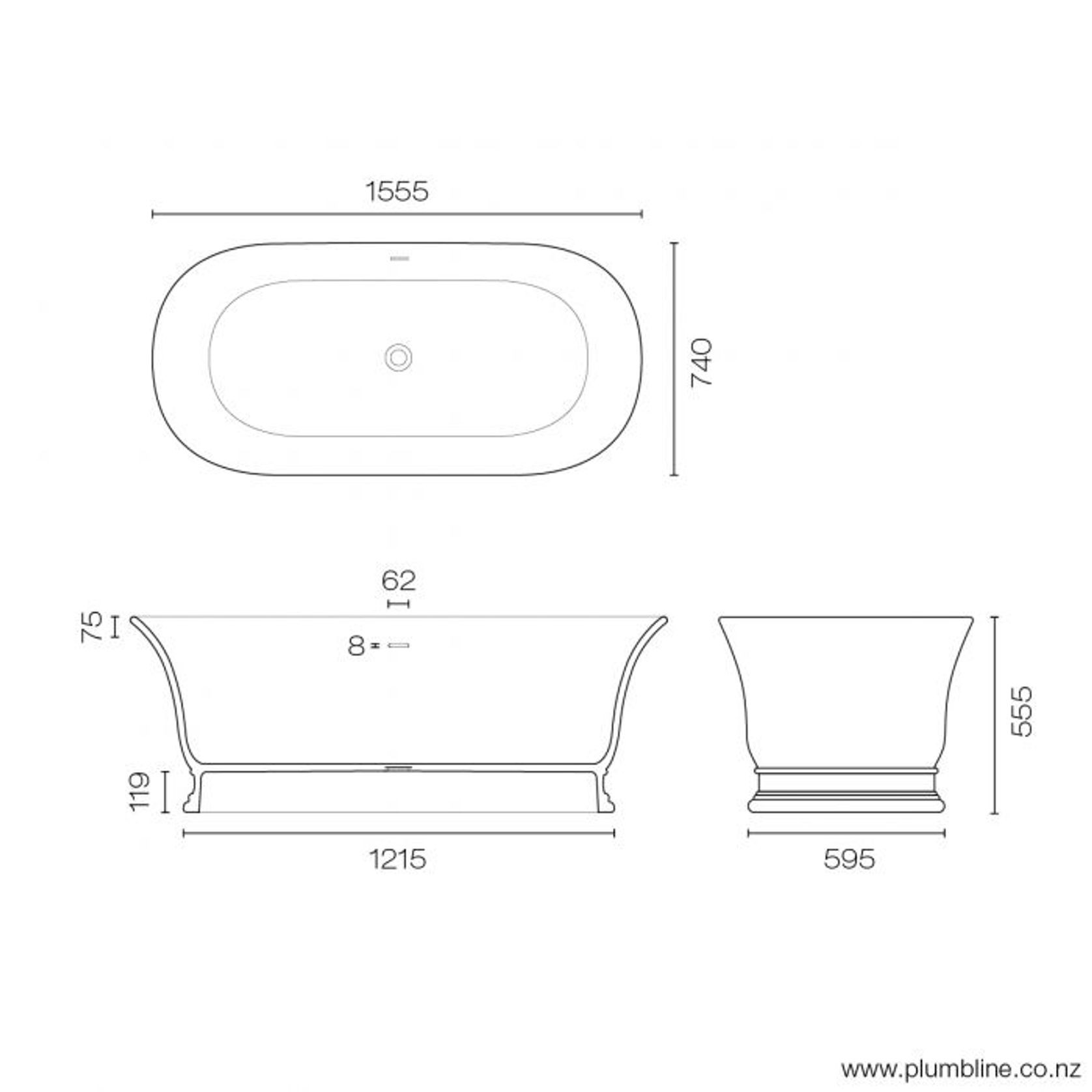 Pearl 1550 Freestanding Bath gallery detail image
