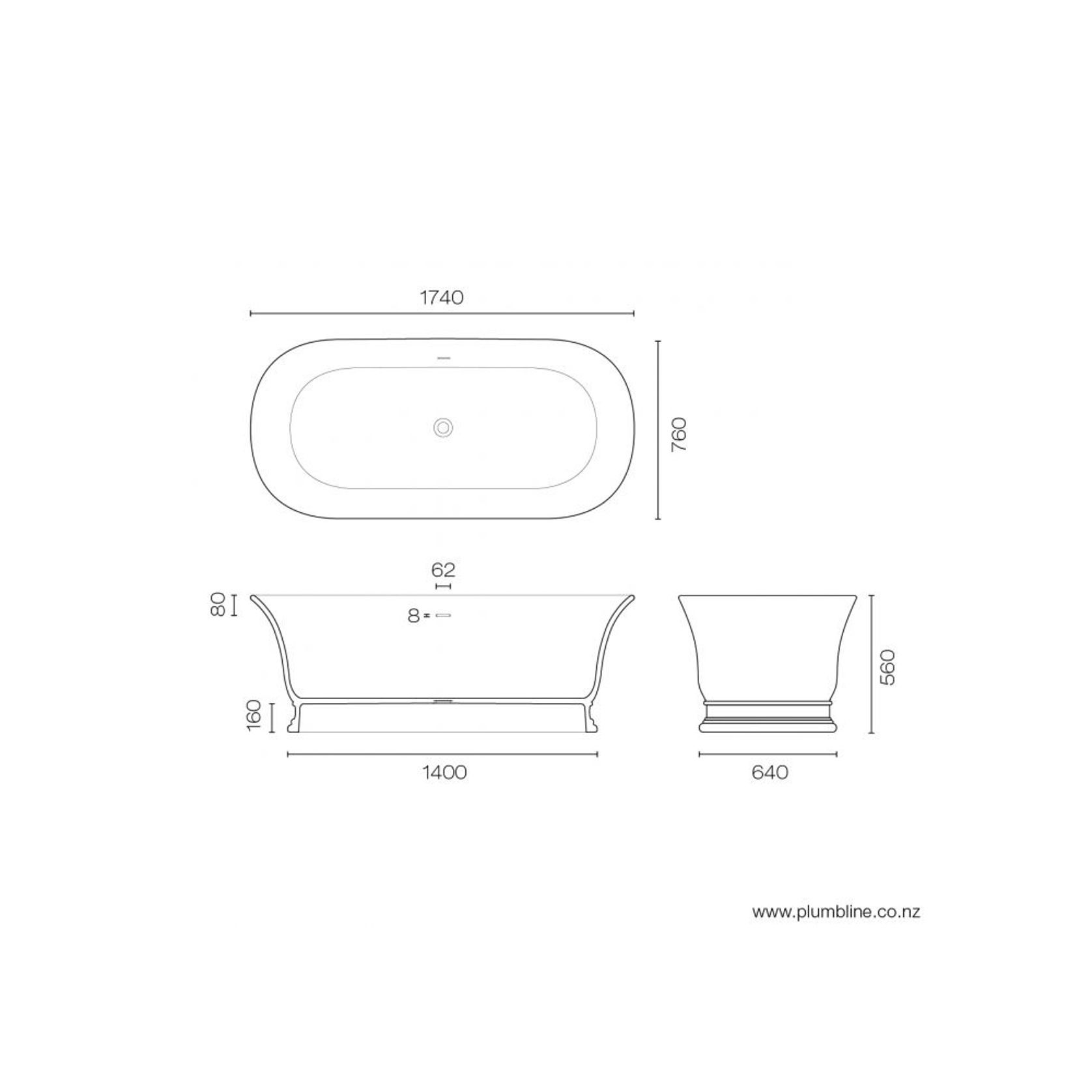 Pearl 1740 Freestanding Bath gallery detail image