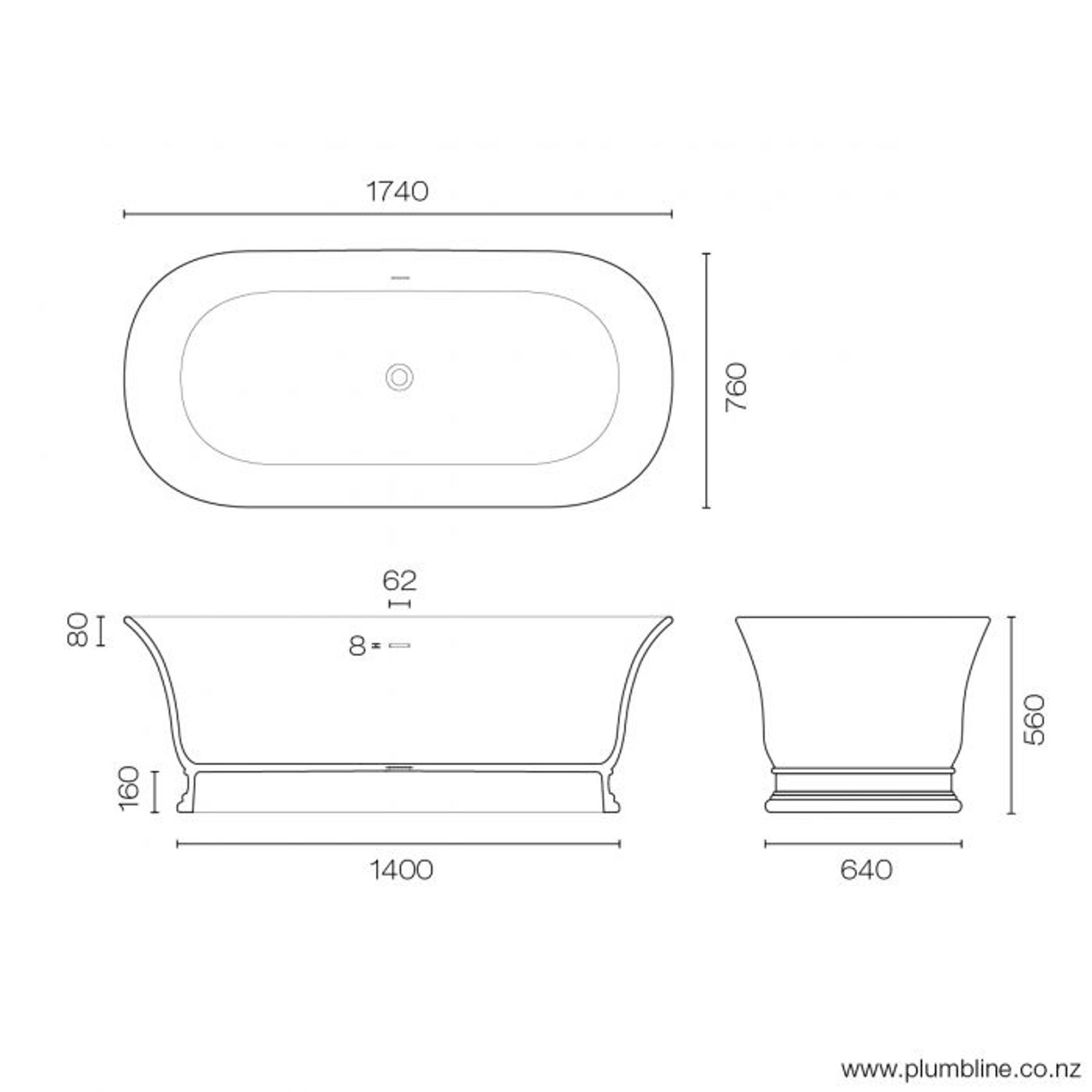 Pearl 1740 Freestanding Bath gallery detail image