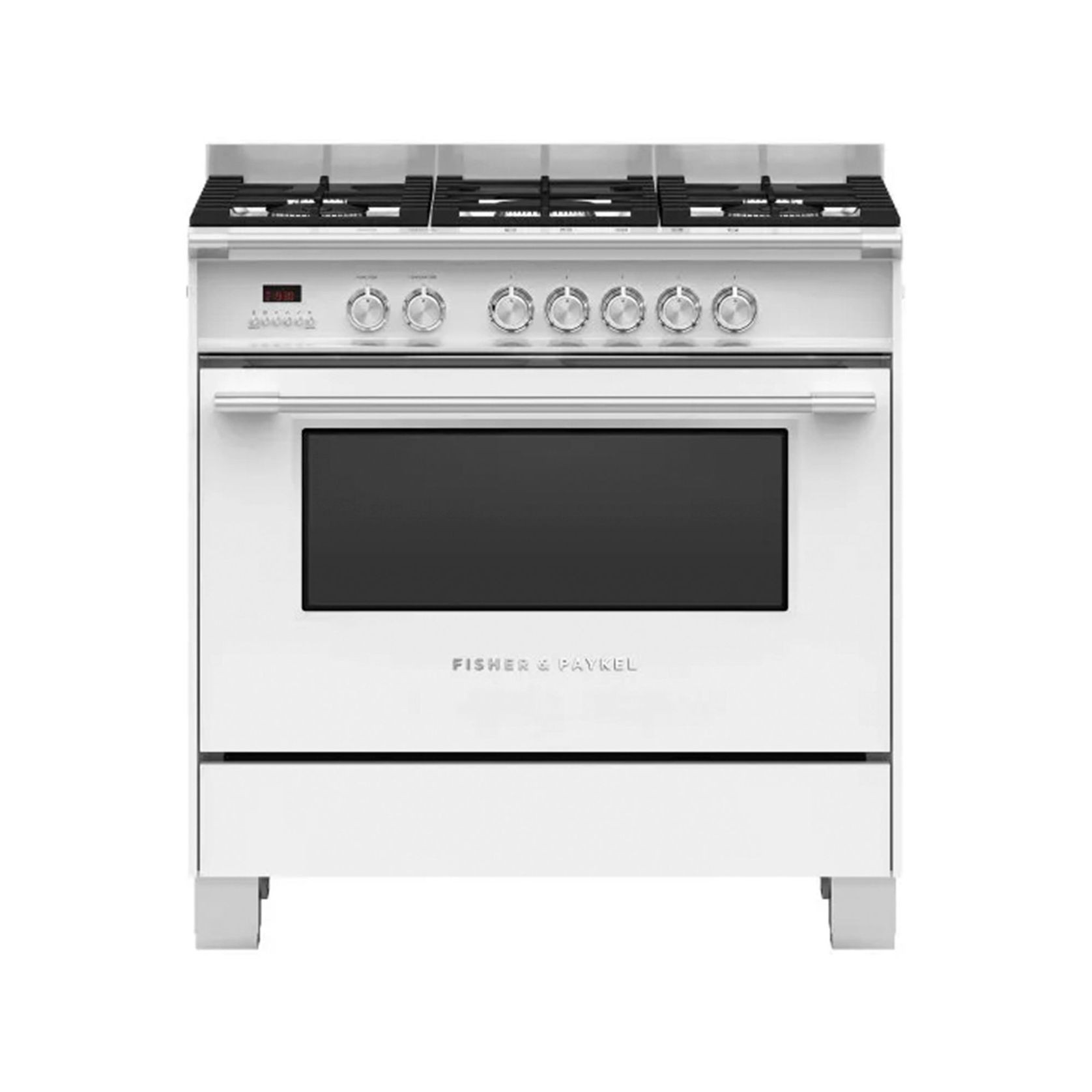 Fisher & Paykel 90cm Dual Fuel Freestanding Cooker White ArchiPro AU
