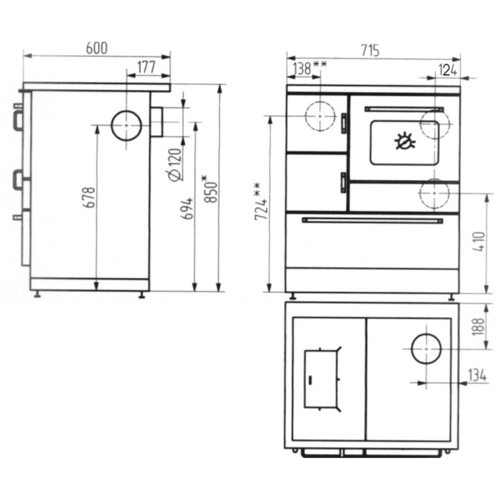 Wood Stove Ambiente Line K 128F Black gallery detail image