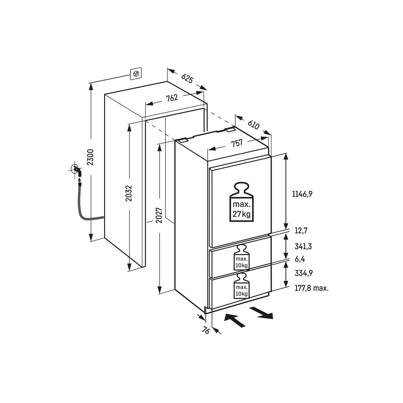 ECBN 5066 PremiumPlus | Fully Integrated Bottom Mount Fridge gallery detail image