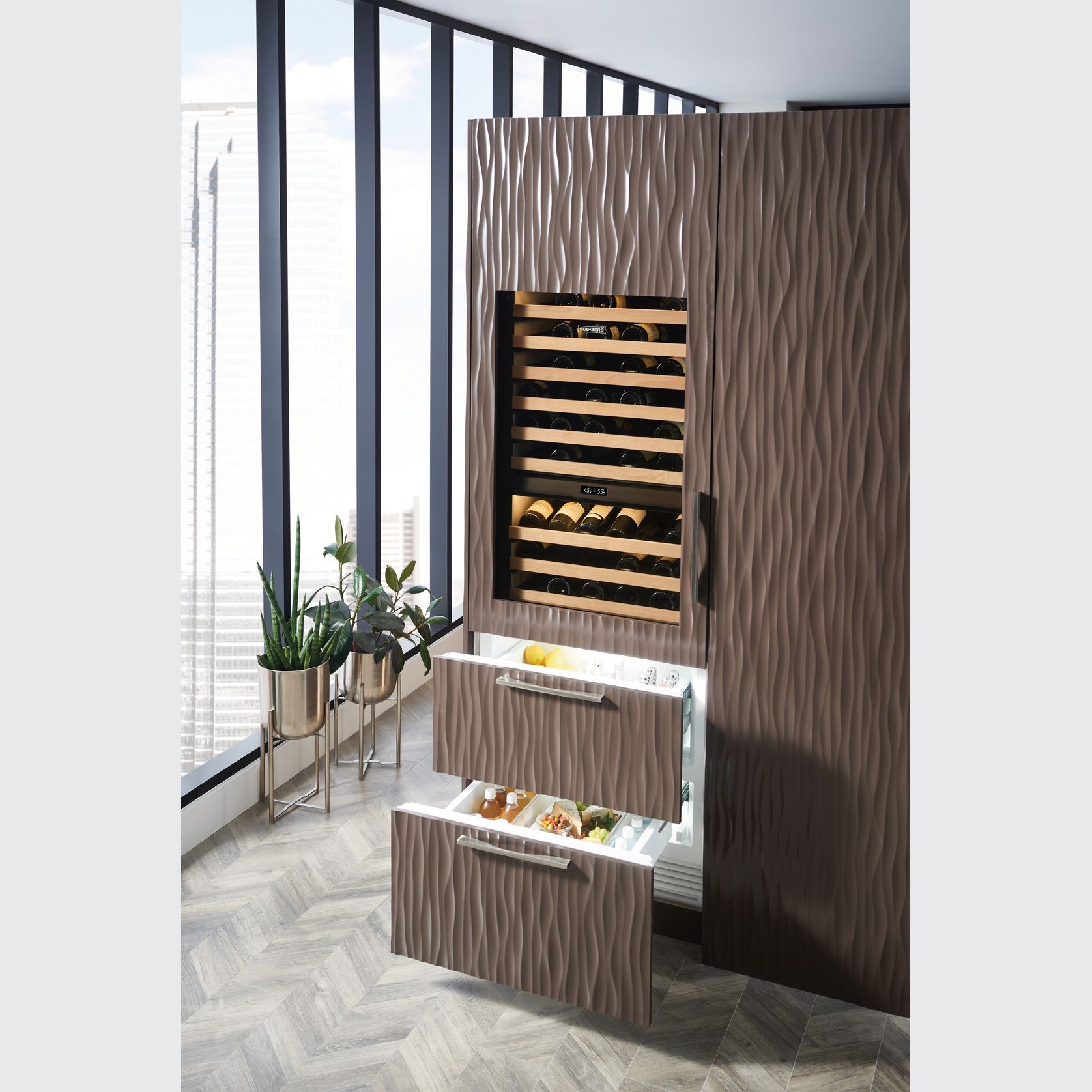 Sub-Zero Wine Storage with Refrigerator Drawers gallery detail image