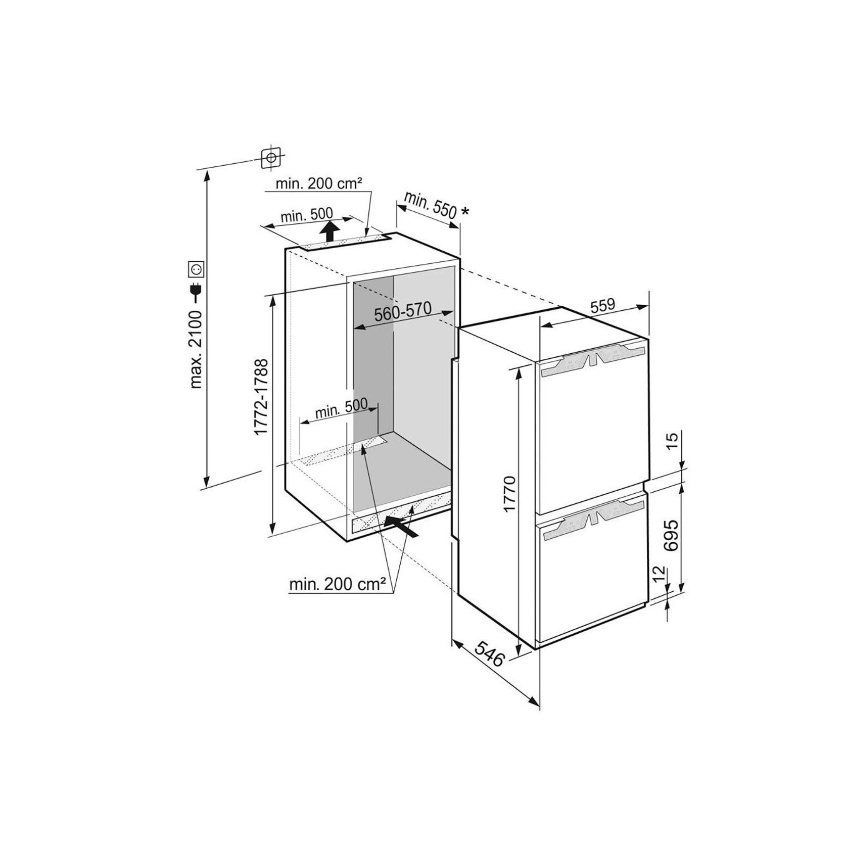 ICNh 5173 Peak EasyFresh with Telescopic | Fully Integrated Bottom Mount gallery detail image