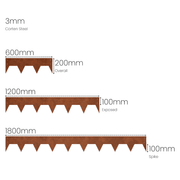100 mm High. Corten Steel Garden Edging 3.00 mm Thick gallery detail image
