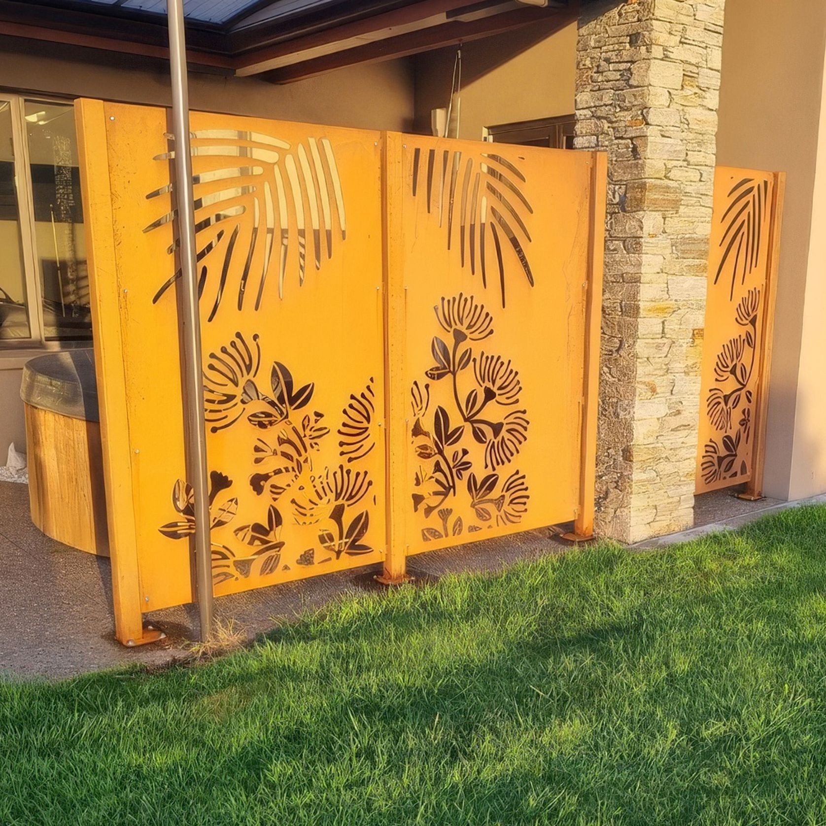 Laser Cut Garden Metal Art - Pohutukawa Panel Set" gallery detail image