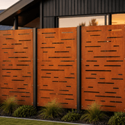 Corten Steel & Aluminium Fence Panel - Horizontal Lines gallery detail image