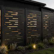Corten Steel & Aluminium Fence Panel - Horizontal Lines gallery detail image