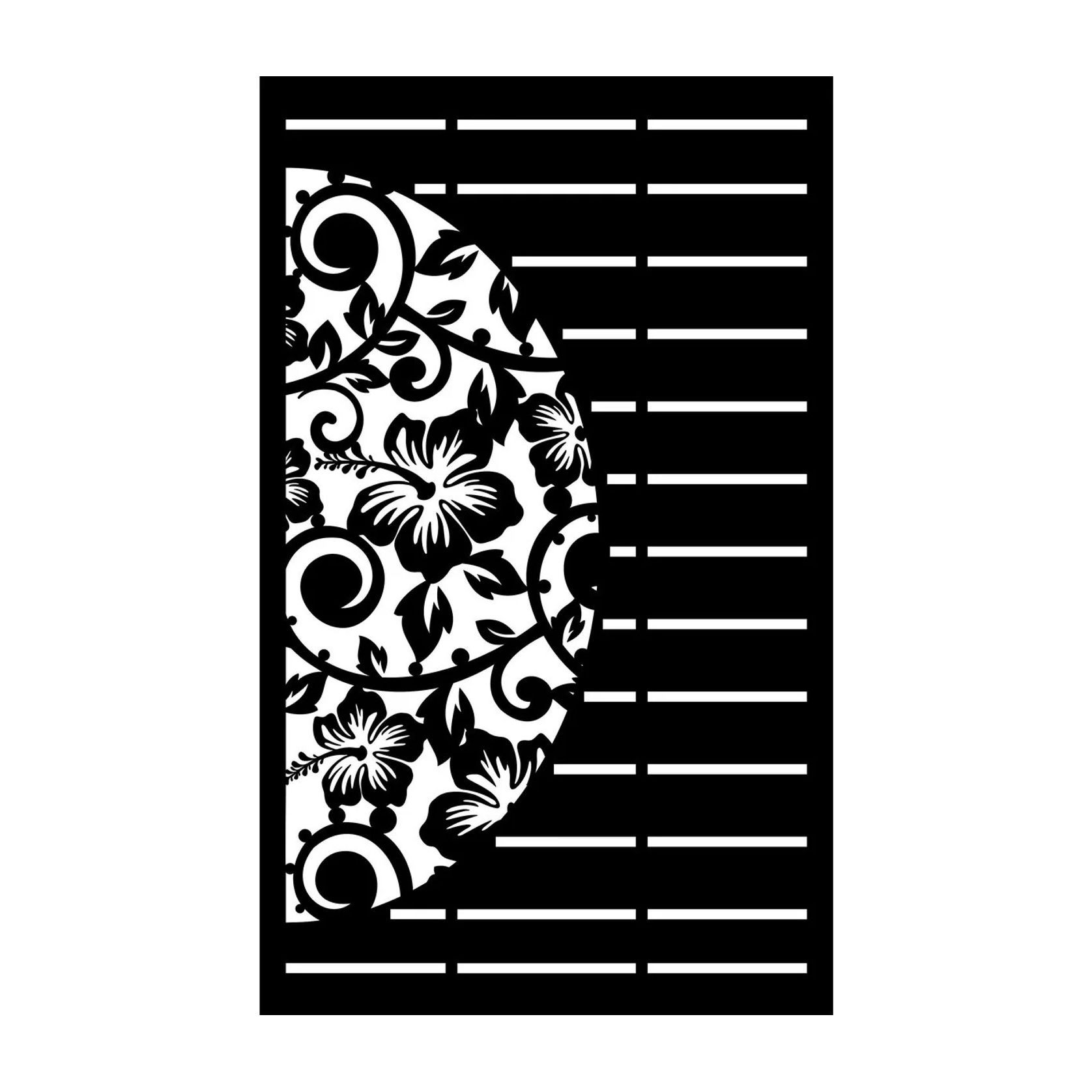 Fence Panel - Half Hibiscus with Koru & Straight lines gallery detail image