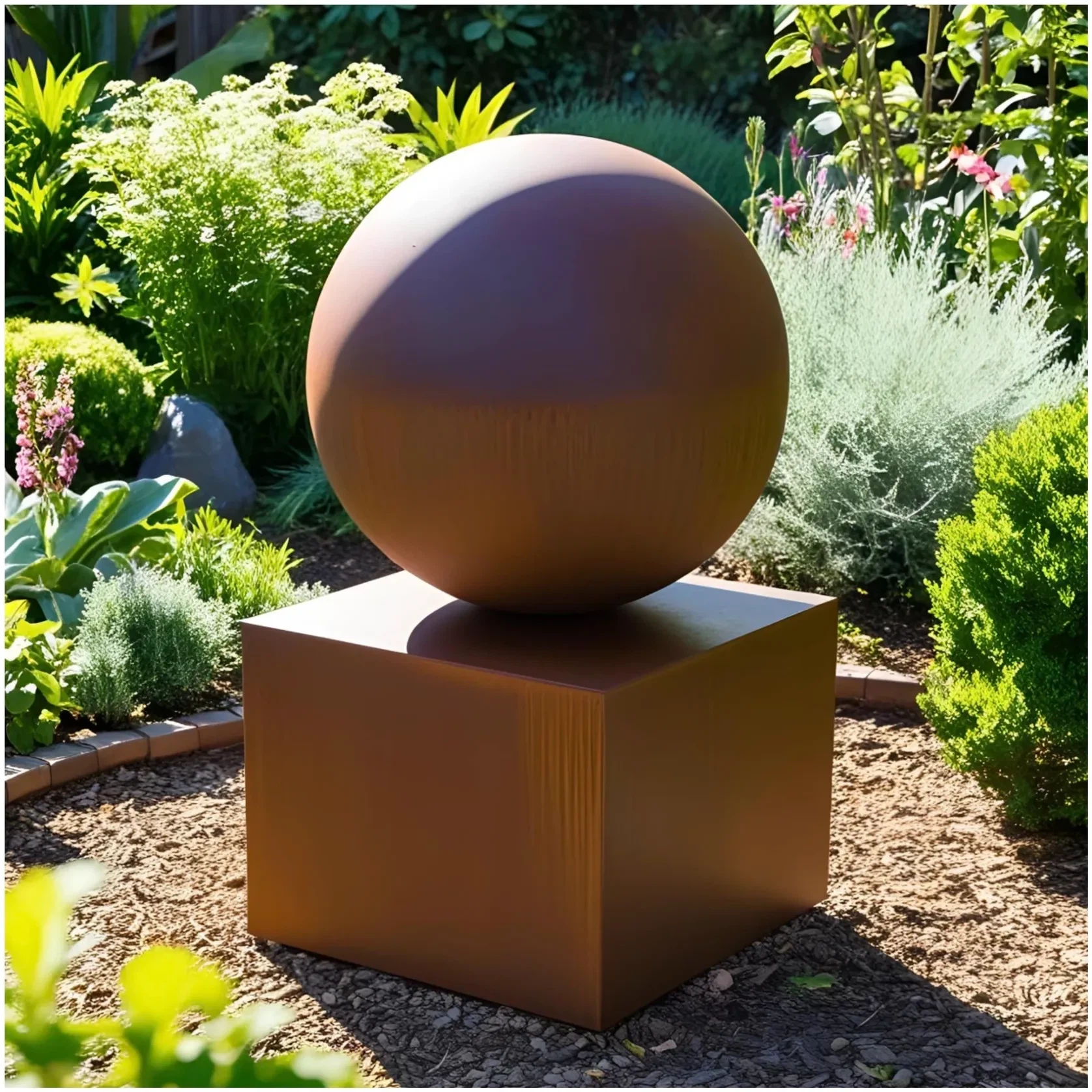 Corten Sphere on Plinth Sculpture gallery detail image
