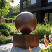 Corten Sphere on Plinth Sculpture gallery detail image