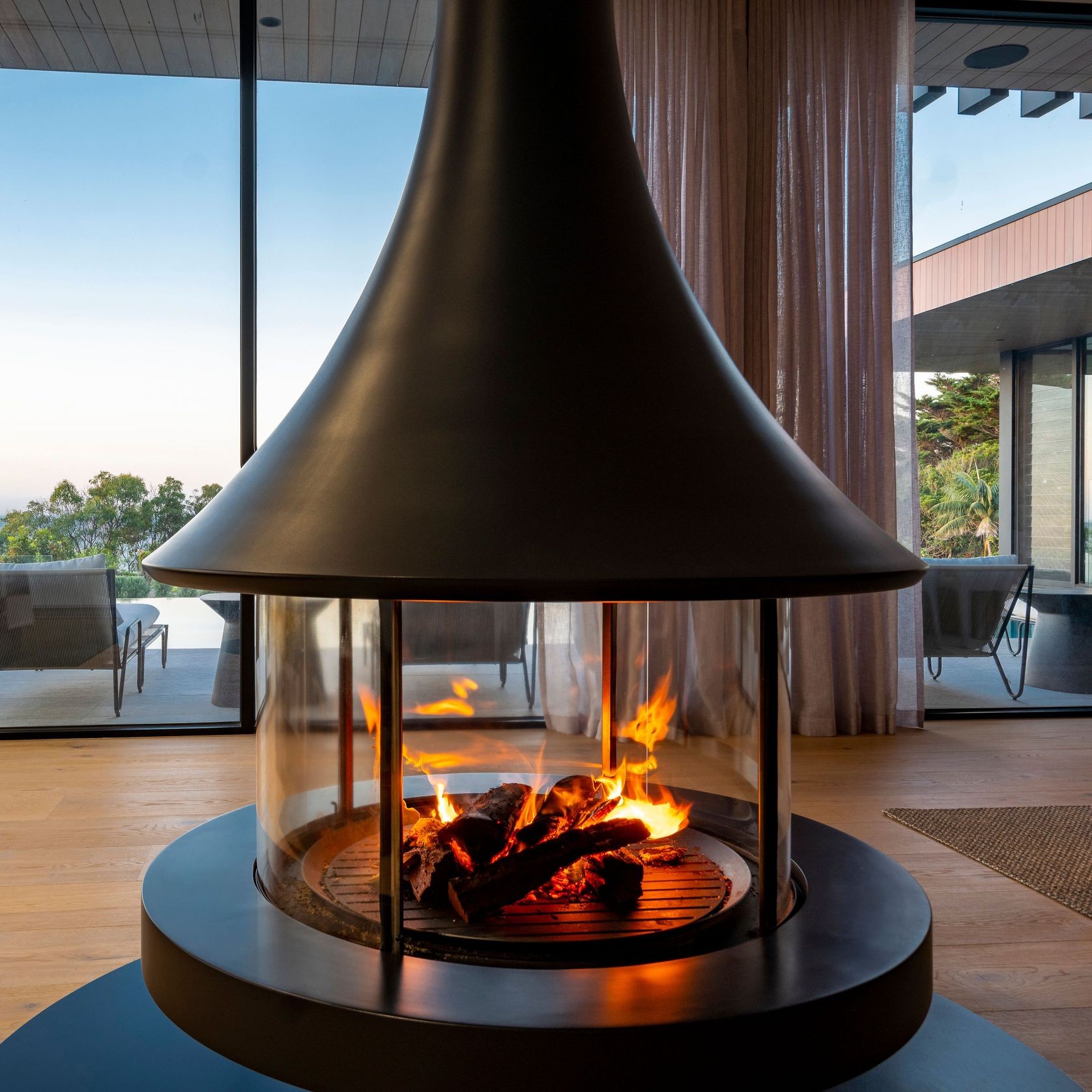 JC Bordelet Eva 992 - Suspended Wood Fireplace gallery detail image