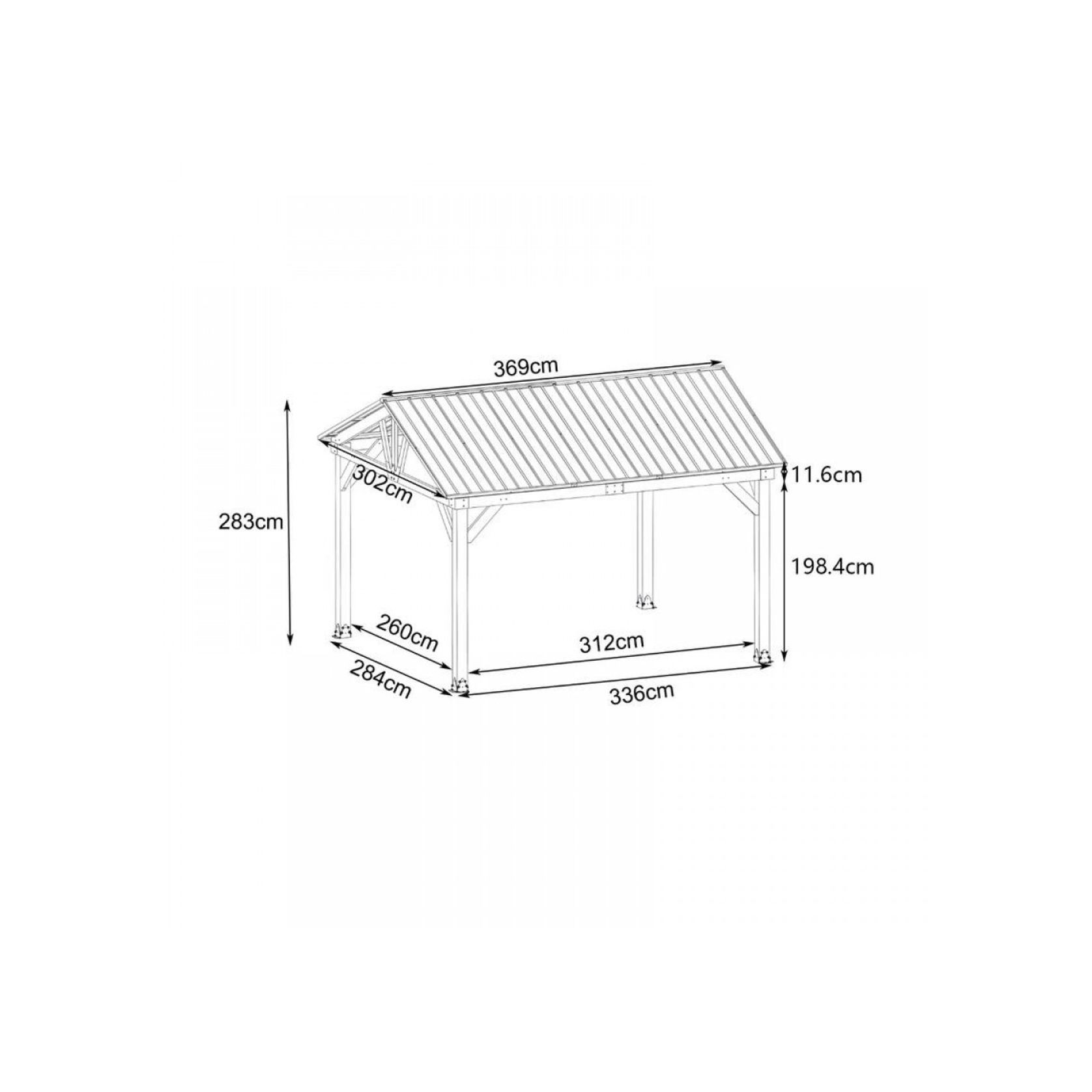 Cedar Wood Patio Gazebo with Black Hard Top Roof gallery detail image