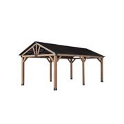 Cedar Wood Patio Gazebo with Black Hard Top Roof gallery detail image